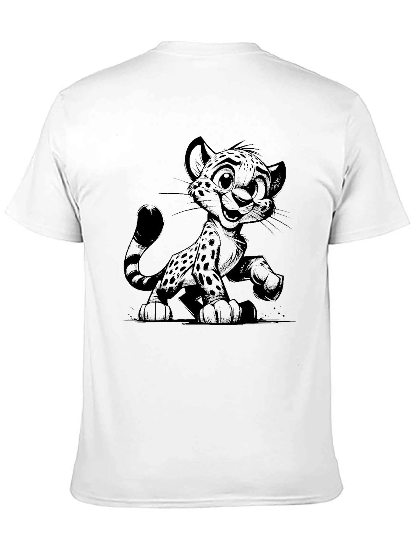 Cute Cheetah Graphic Black T-Shirt