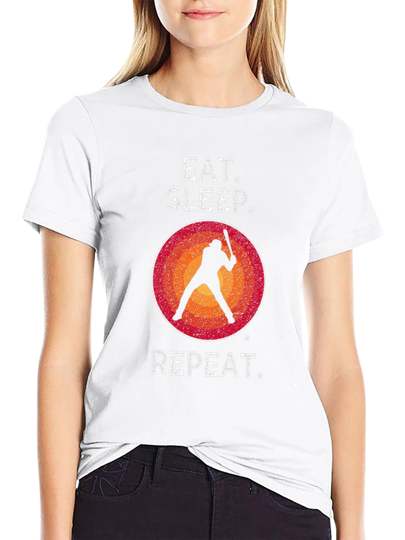 Eat Sleep Baseball Repeat Black Graphic Tee