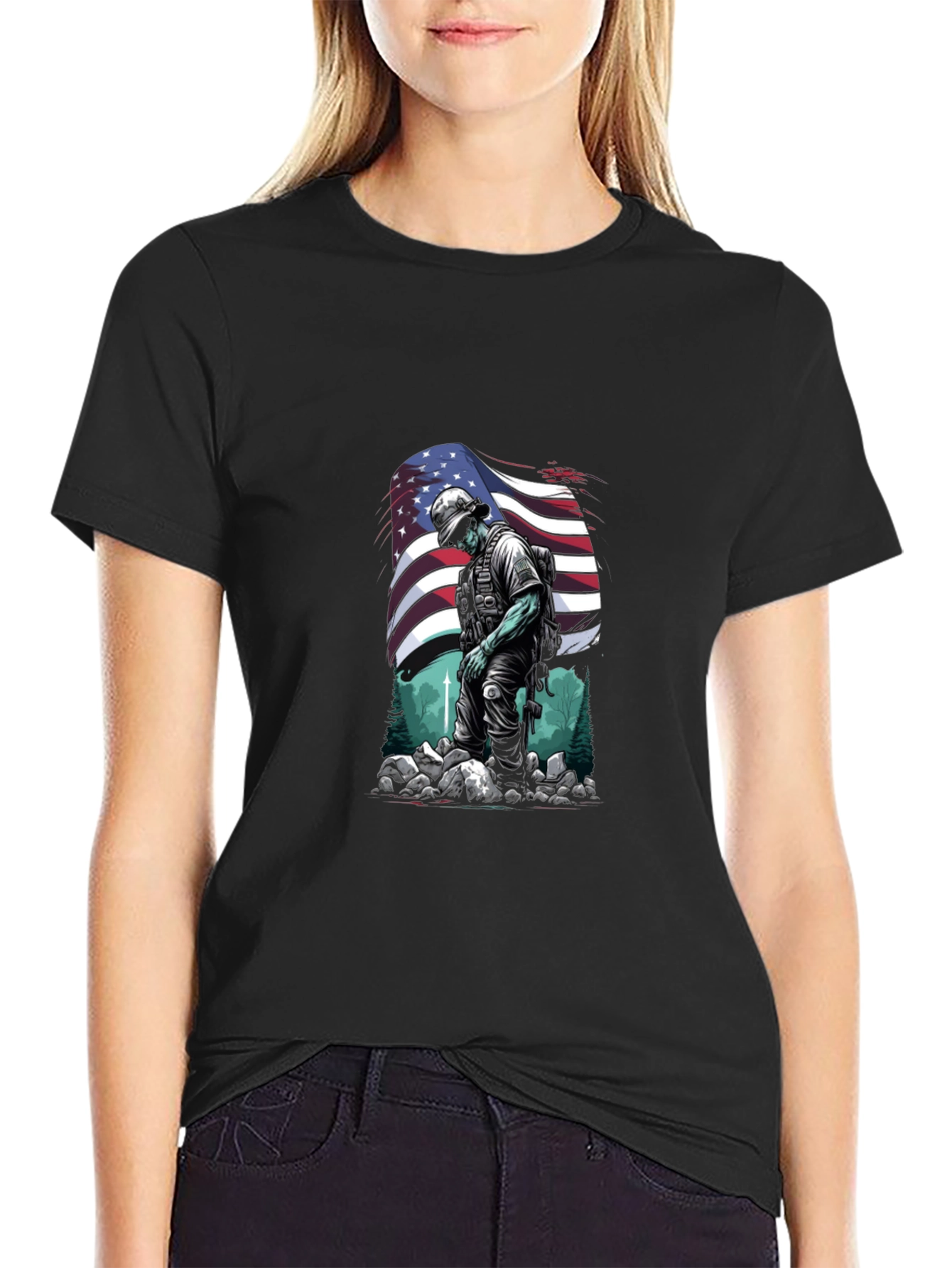 American Soldier Graphic T-Shirt - Patriotic Design