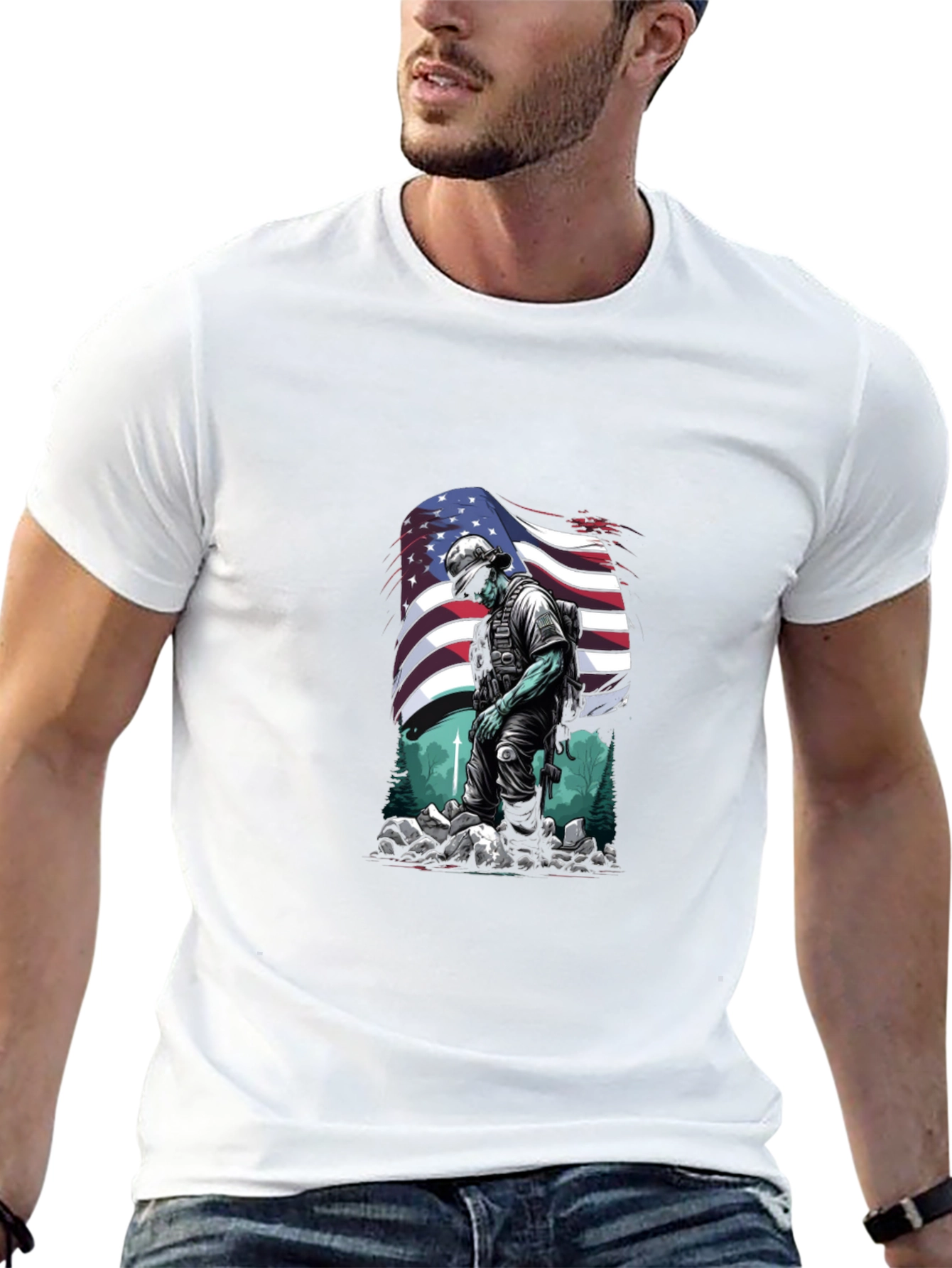 American Soldier Graphic T-Shirt - Patriotic Design