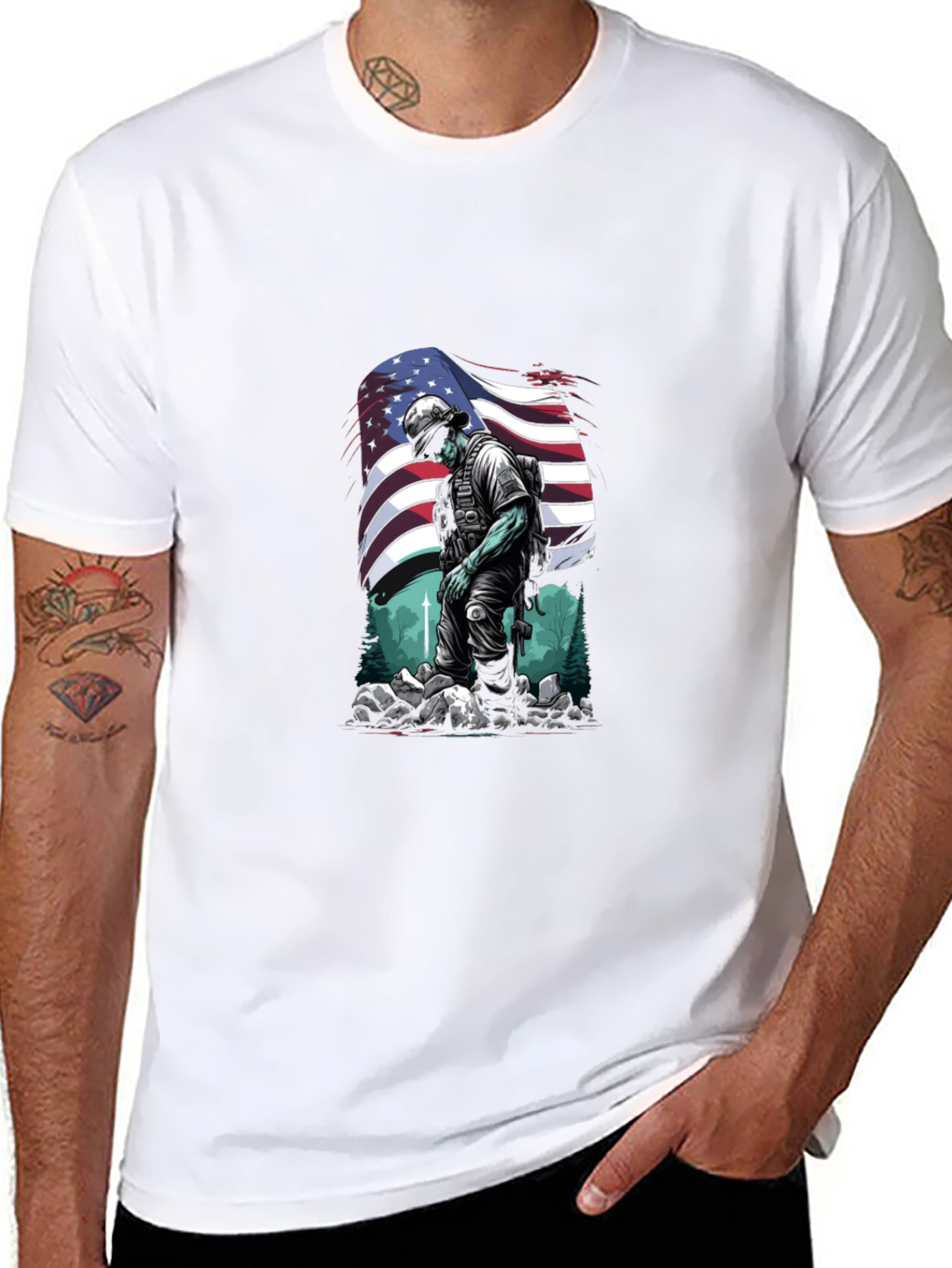 American Soldier Graphic T-Shirt - Patriotic Design
