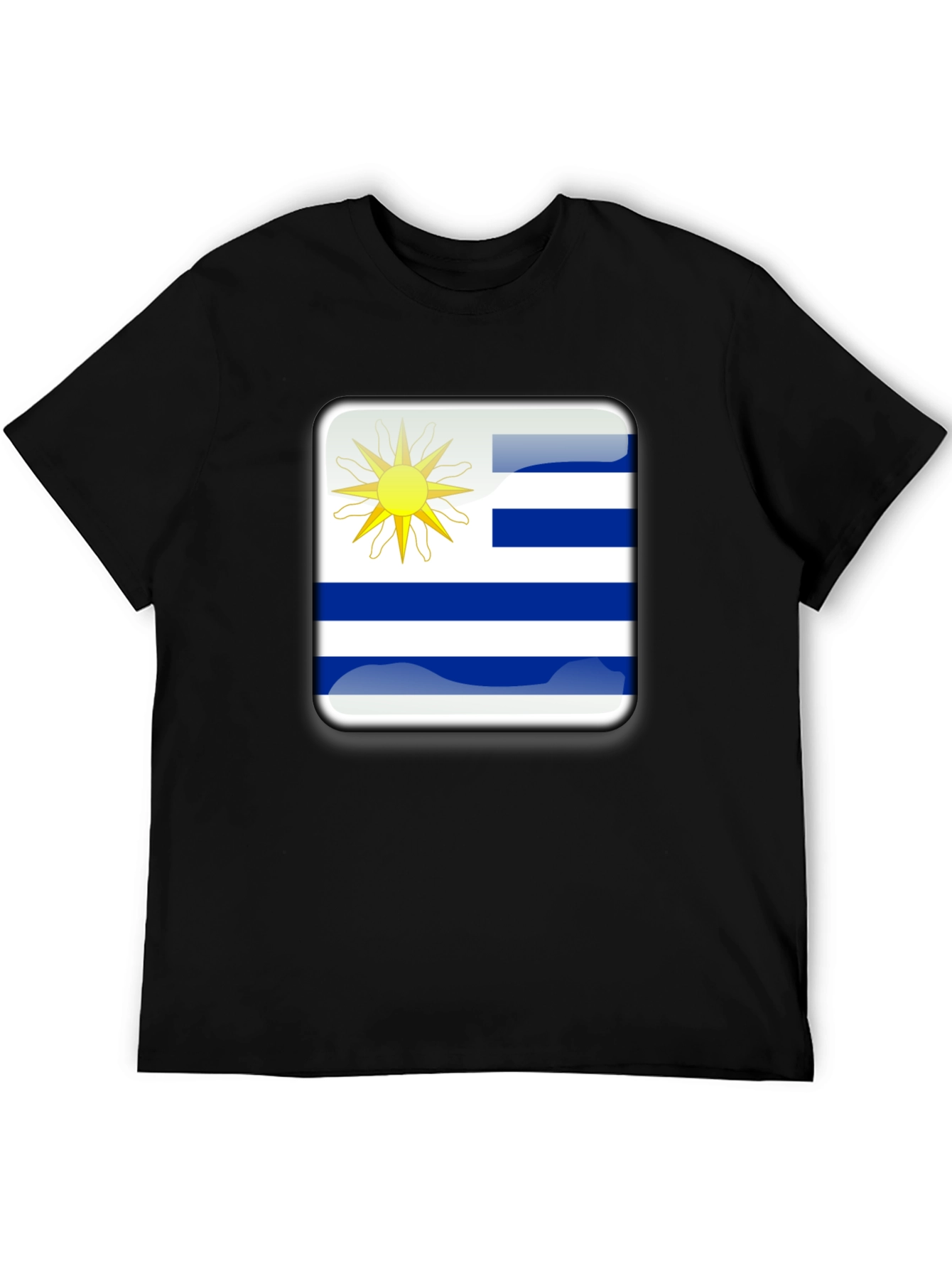 Uruguay Flag Graphic T-Shirt - Black Cotton Tee