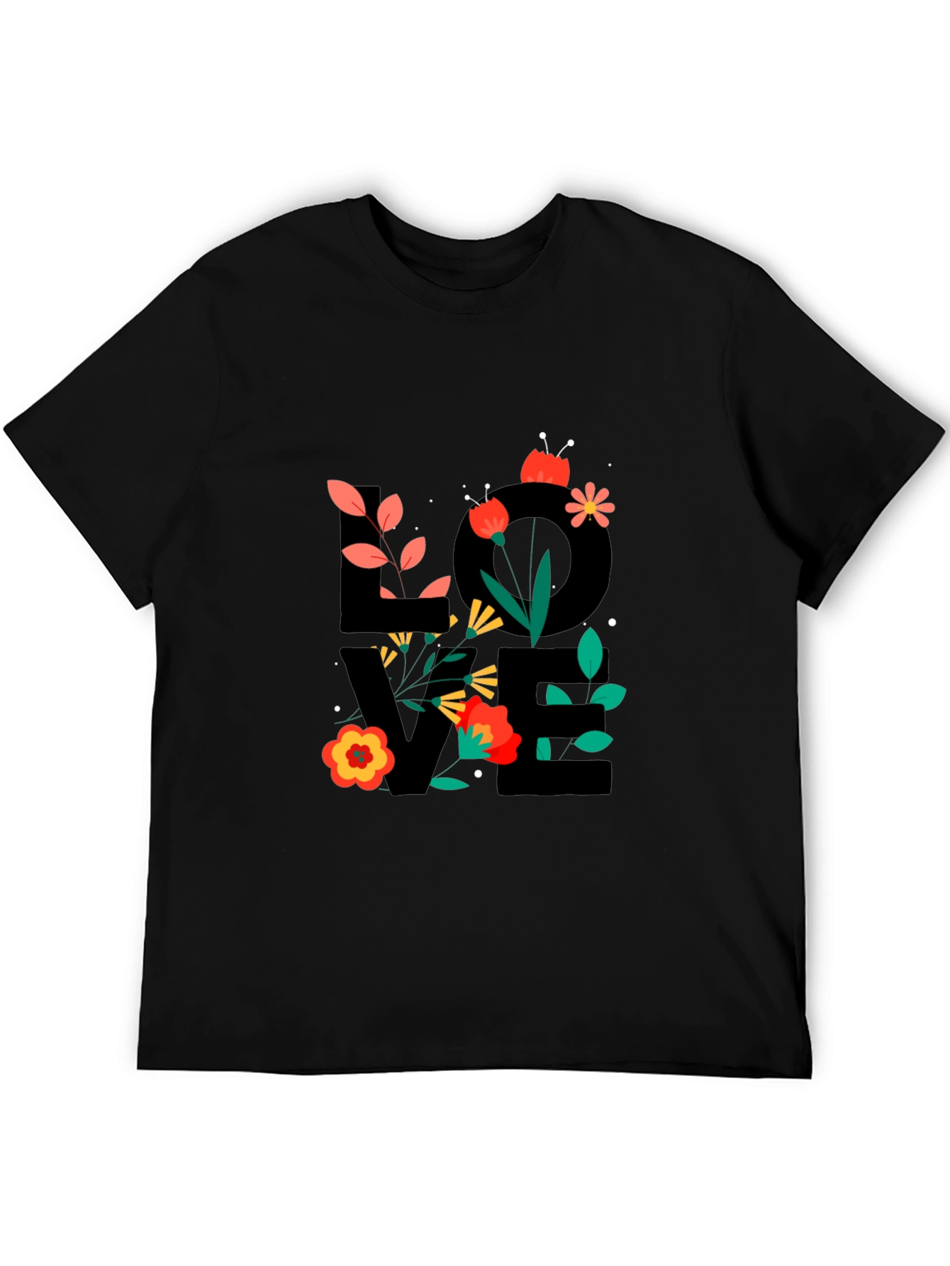Floral LOVE Graphic T-Shirt - Trendy Casual Tee