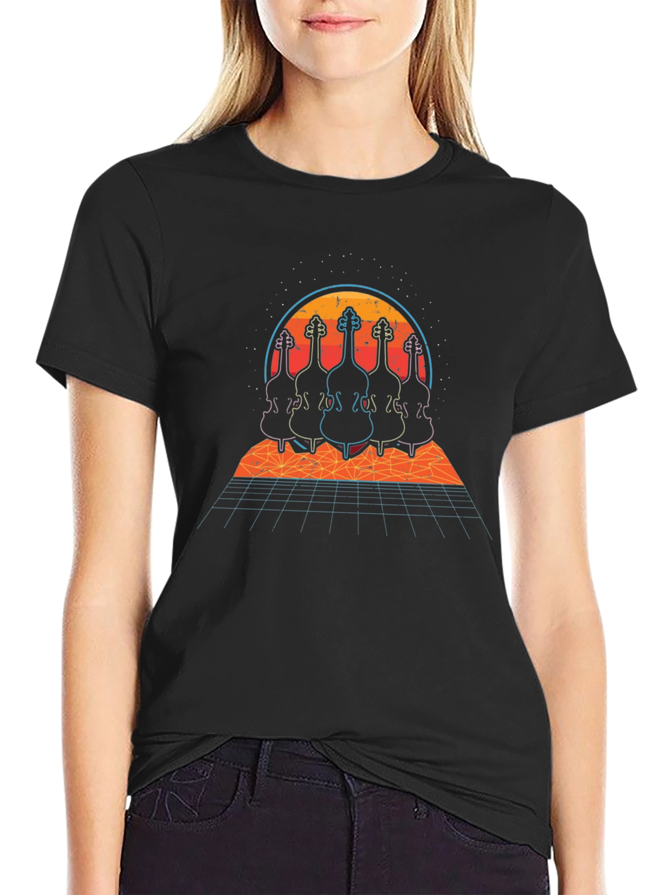 Retro Synthwave Double Bass T-Shirt