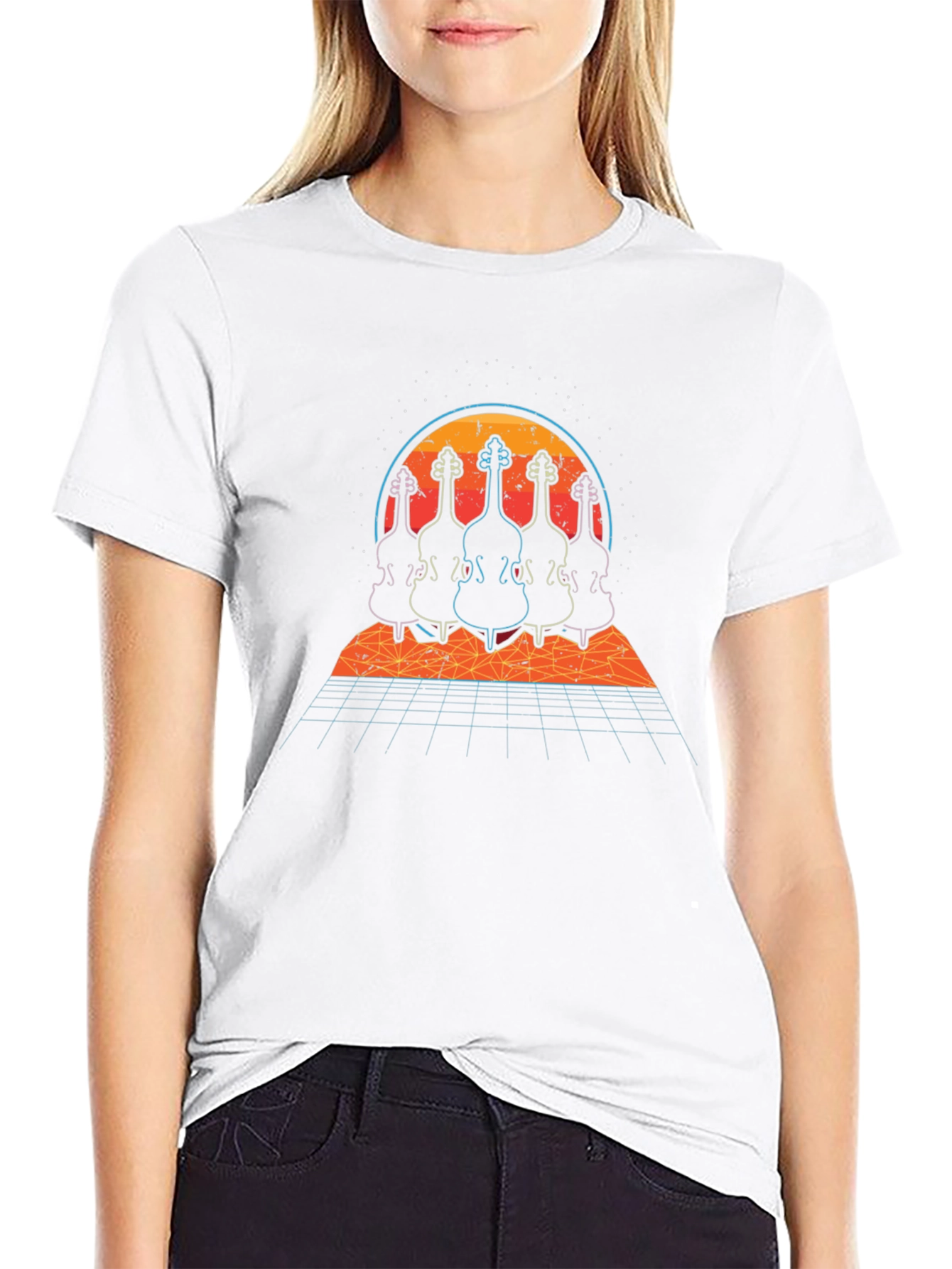 Retro Synthwave Double Bass T-Shirt