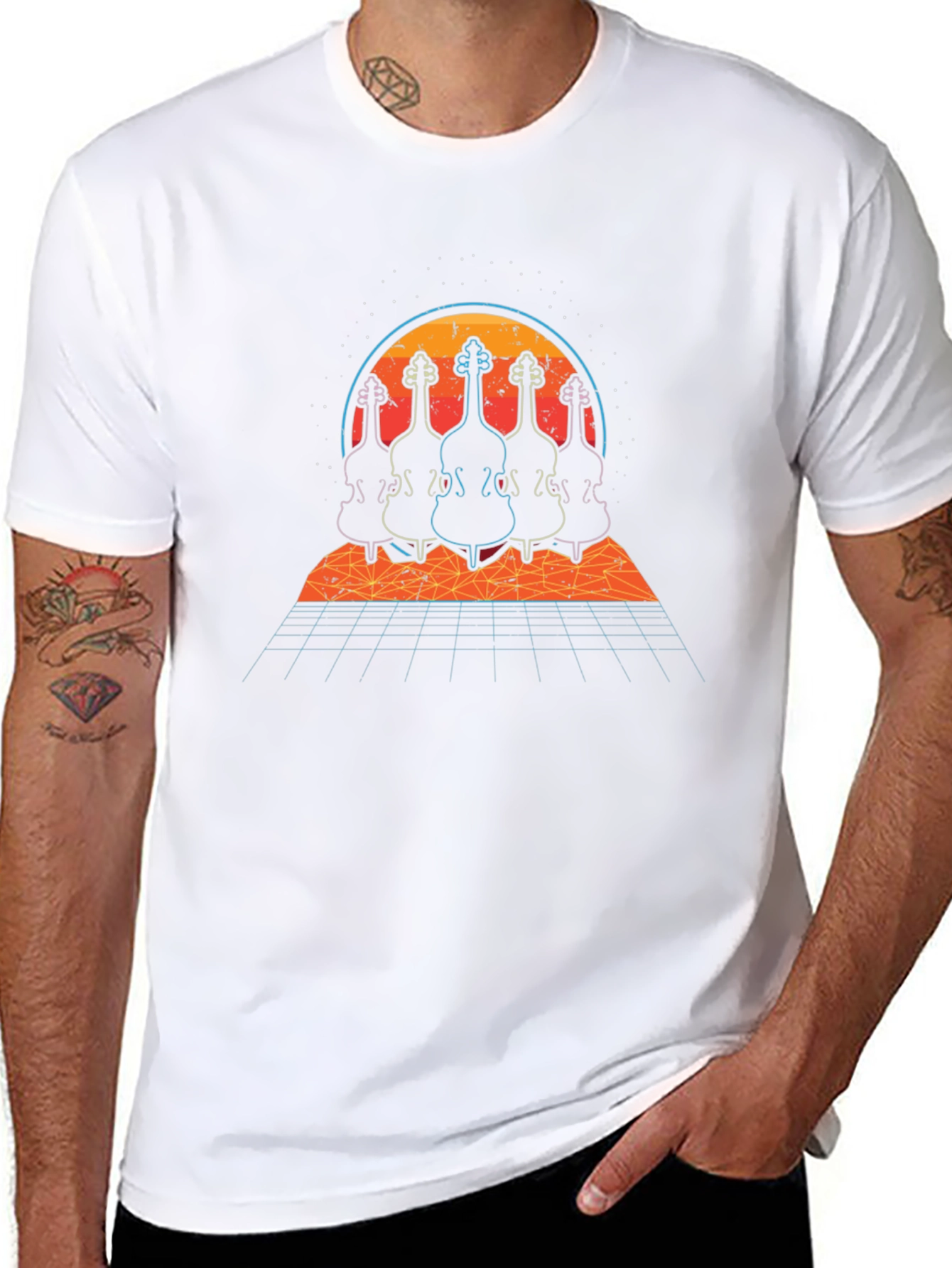 Retro Synthwave Double Bass T-Shirt