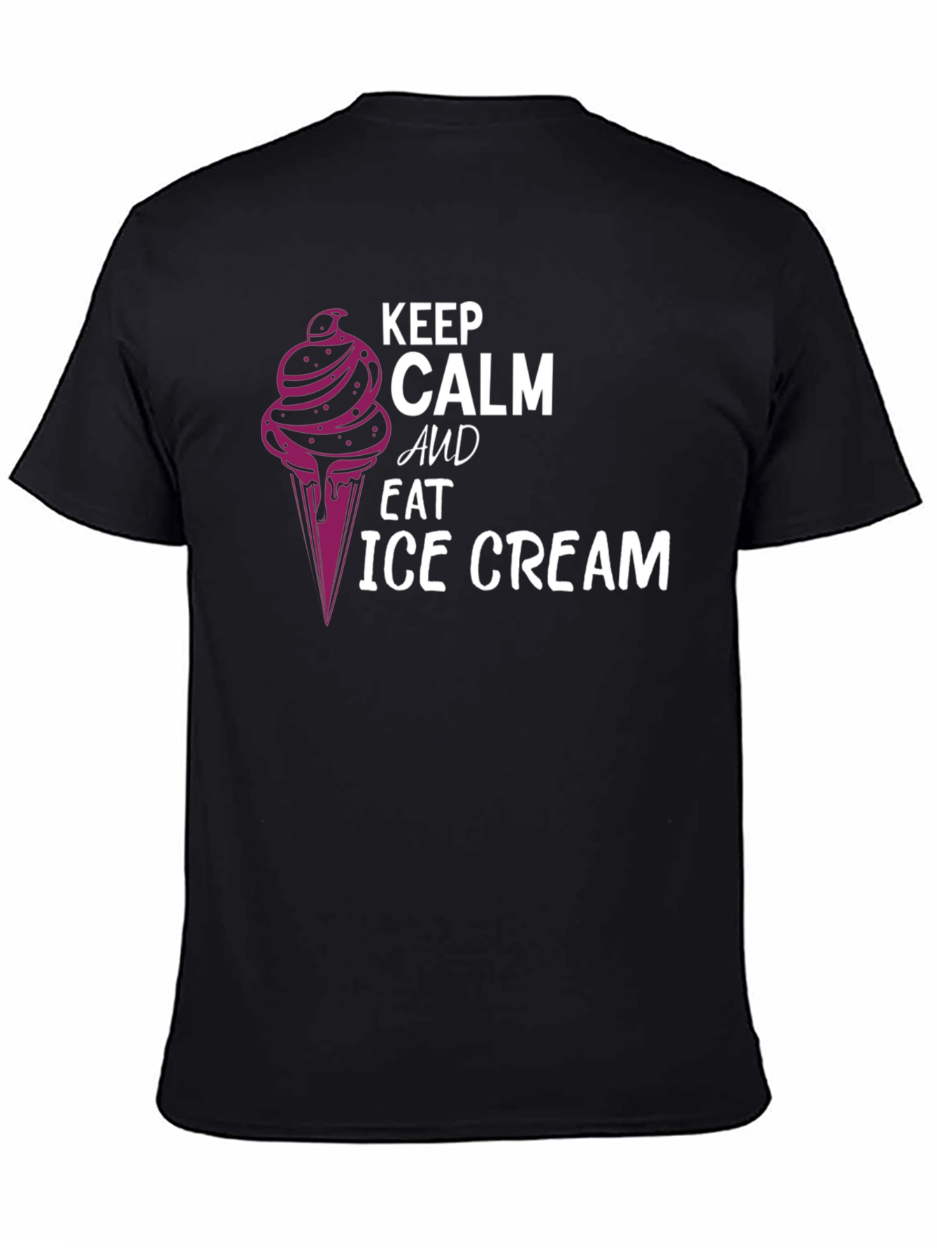 Keep Calm & Eat Ice Cream Black T-Shirt
