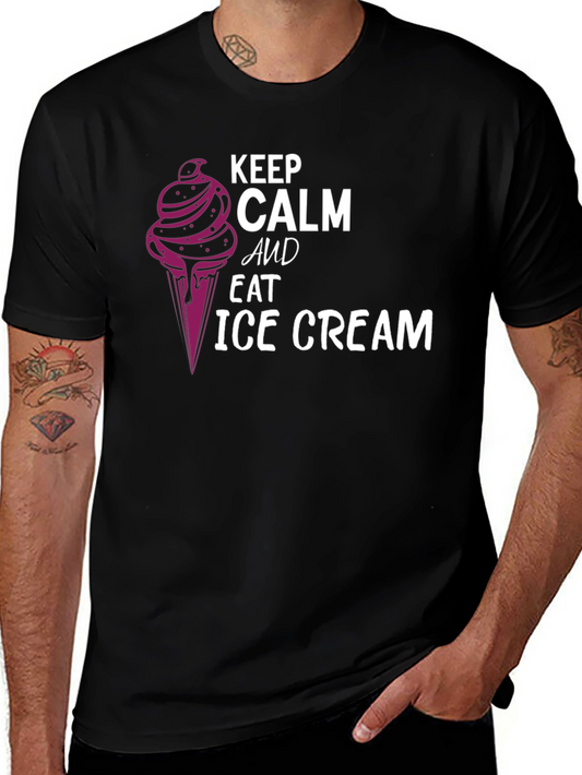 Keep Calm & Eat Ice Cream Black T-Shirt