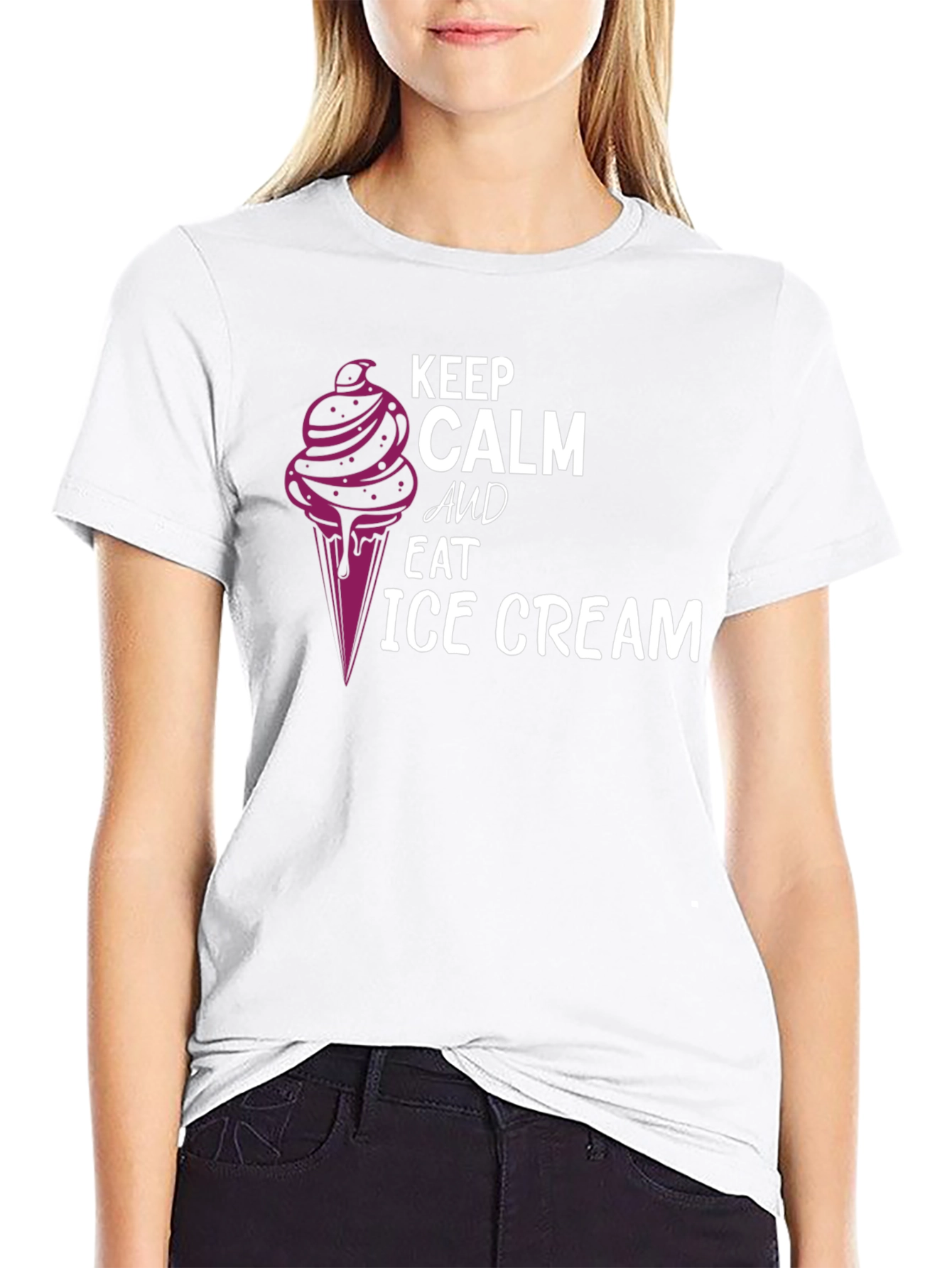 Keep Calm & Eat Ice Cream Black T-Shirt