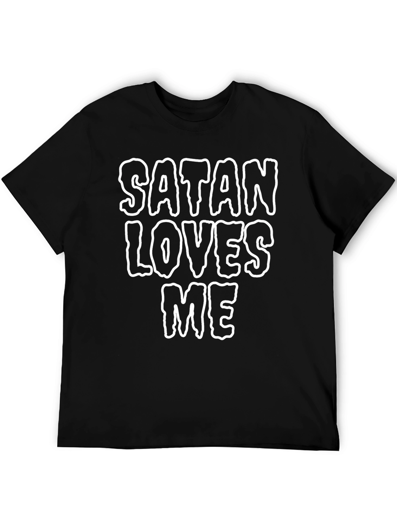 Satan Loves Me Graphic Tee - Black Cotton Blend