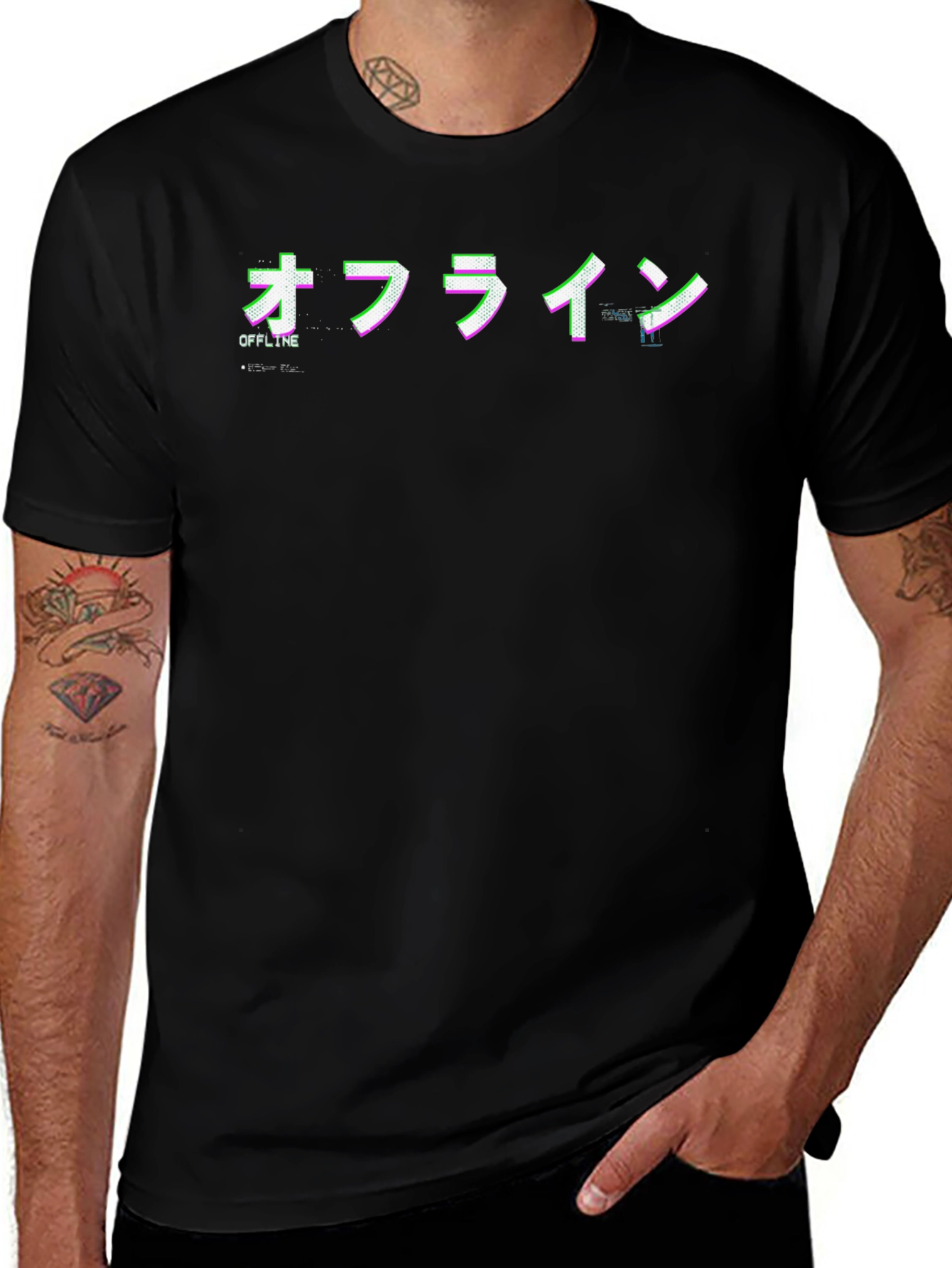 Offline Glitch Graphic Tee - Black