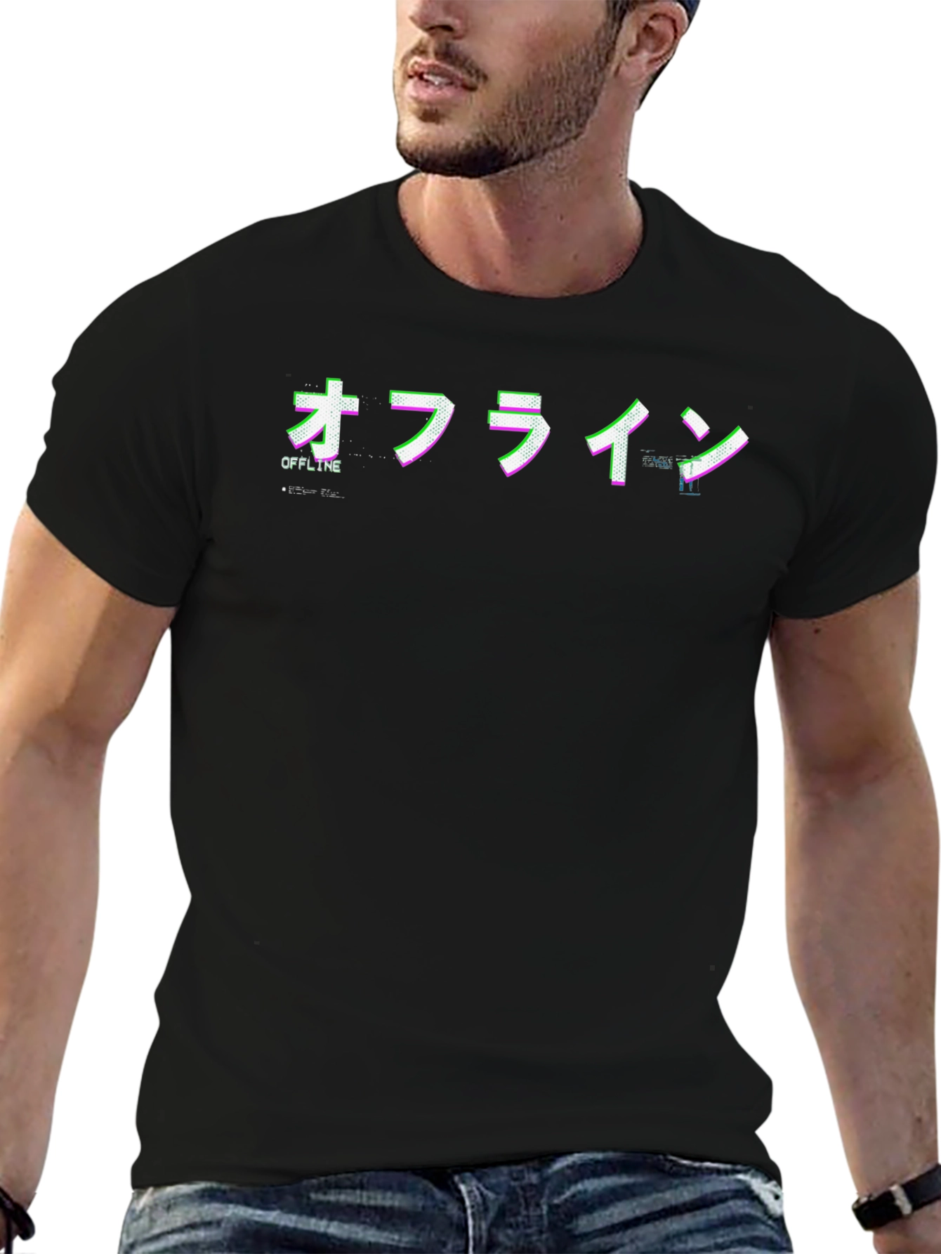 Offline Glitch Graphic Tee - Black