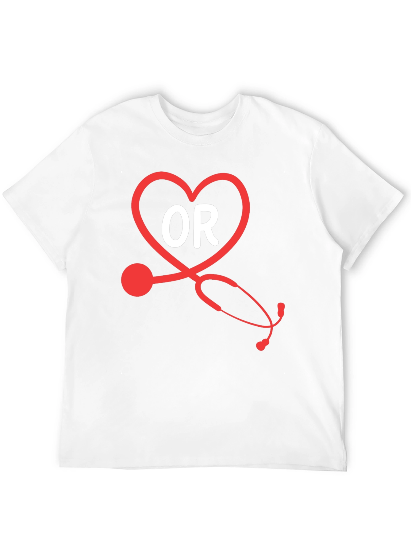 OR Nurse Heart Stethoscope Black T-Shirt