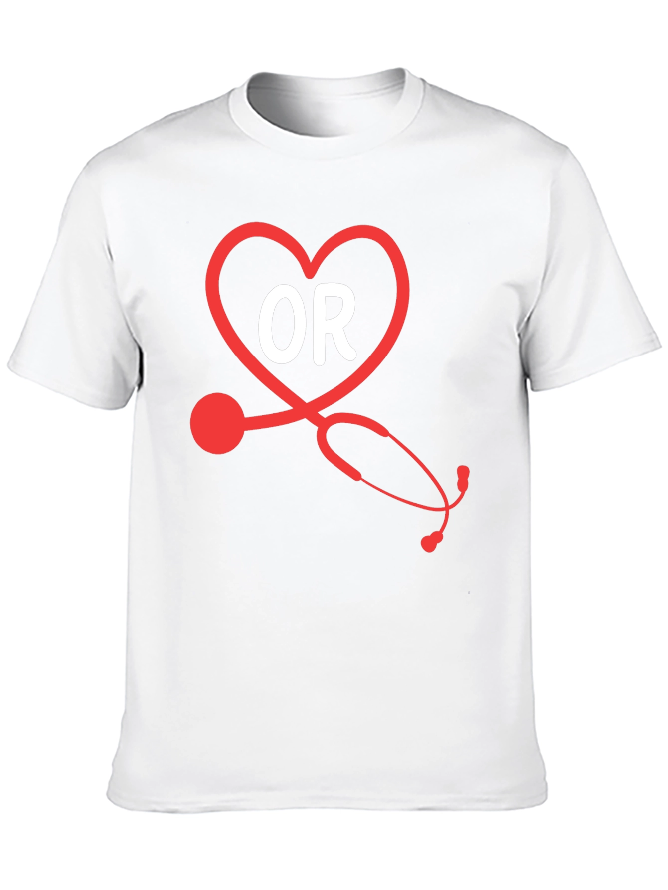 OR Nurse Heart Stethoscope Black T-Shirt