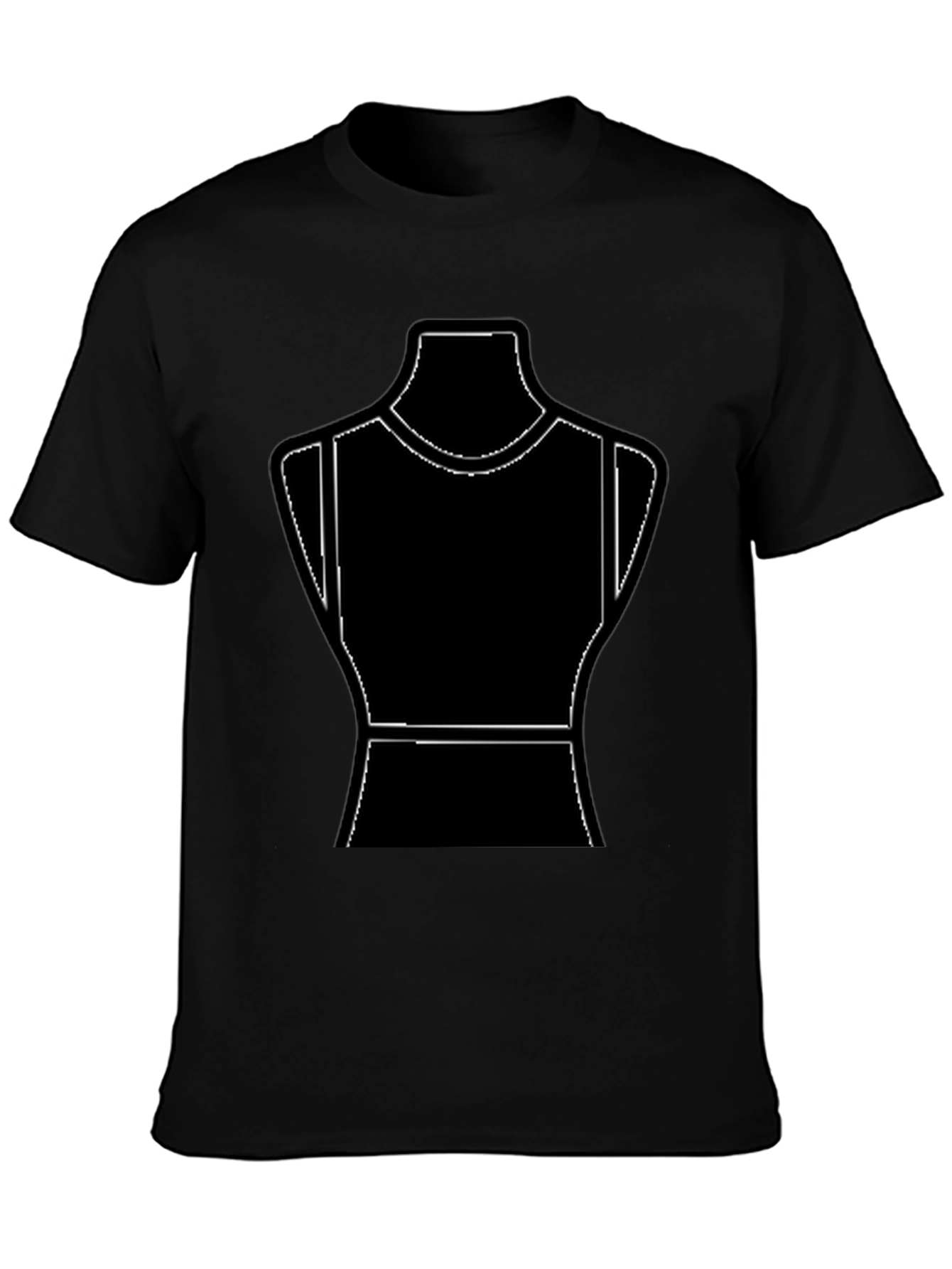 Black T-Shirt with Mannequin Outline Design