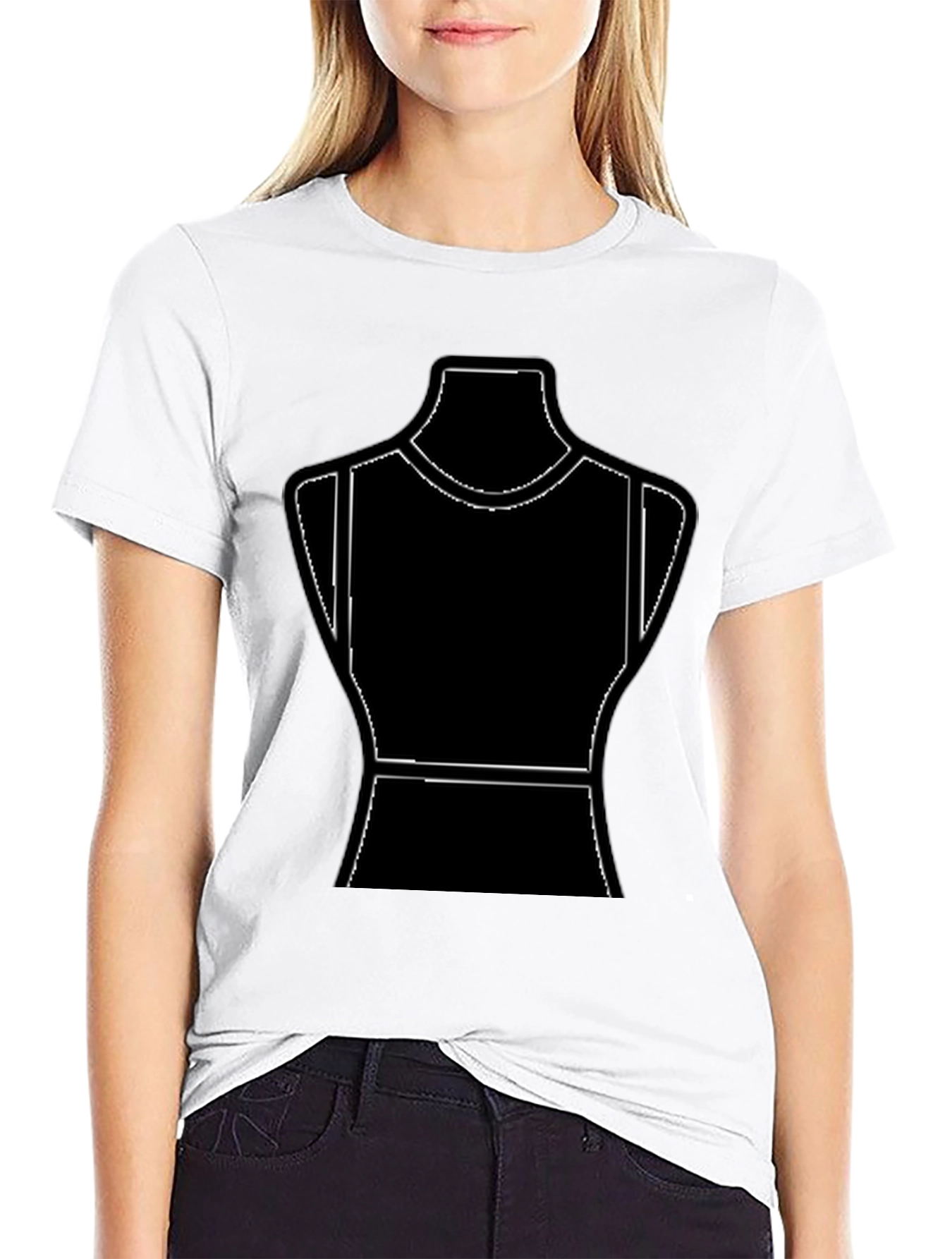 Black T-Shirt with Mannequin Outline Design