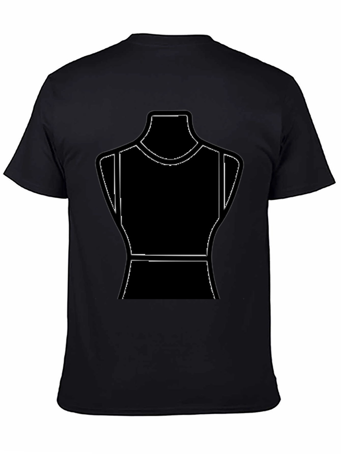 Black T-Shirt with Mannequin Outline Design