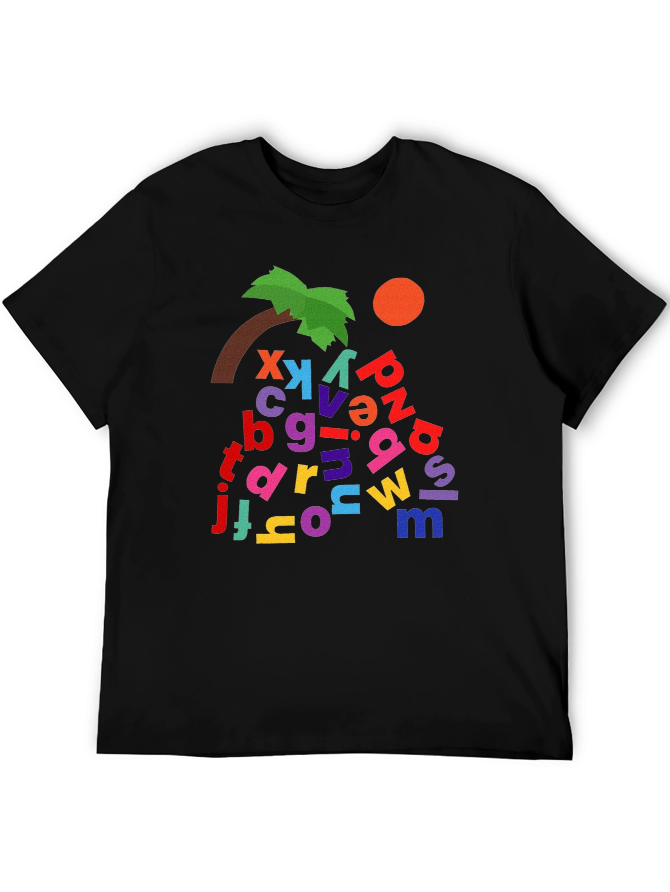 Alphabet Tree Black T-Shirt - Whimsical Design