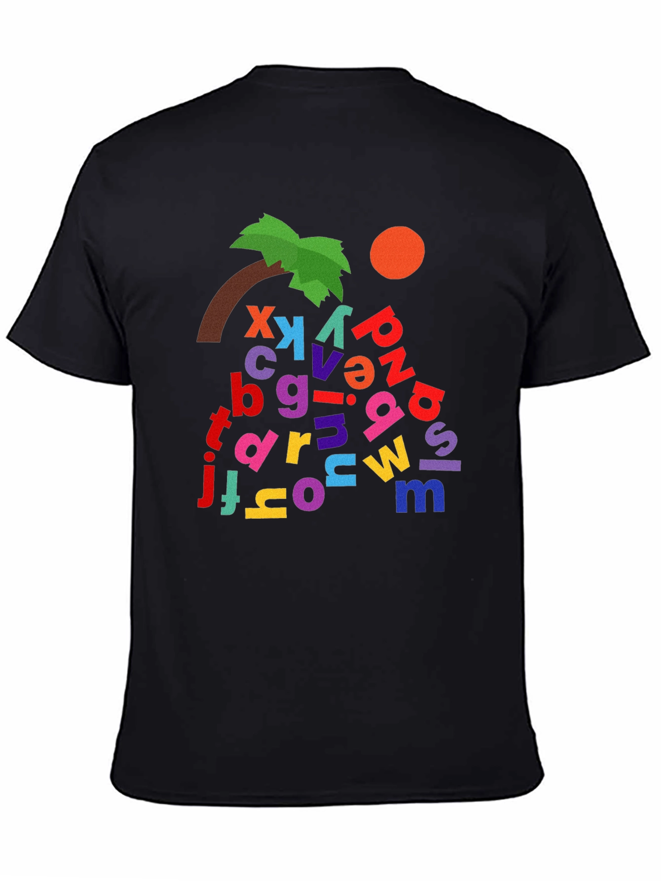 Alphabet Tree Black T-Shirt - Whimsical Design