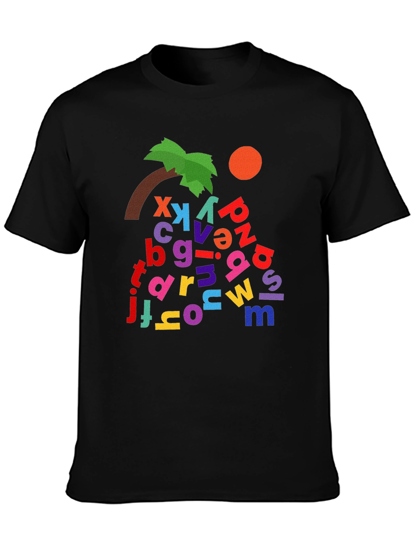 Alphabet Tree Black T-Shirt - Whimsical Design