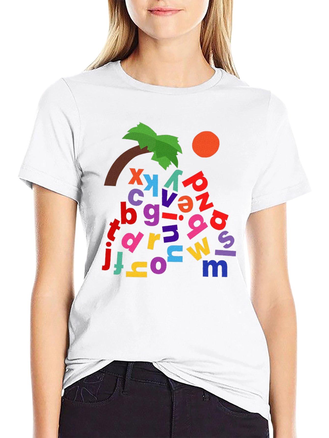 Alphabet Tree Black T-Shirt - Whimsical Design