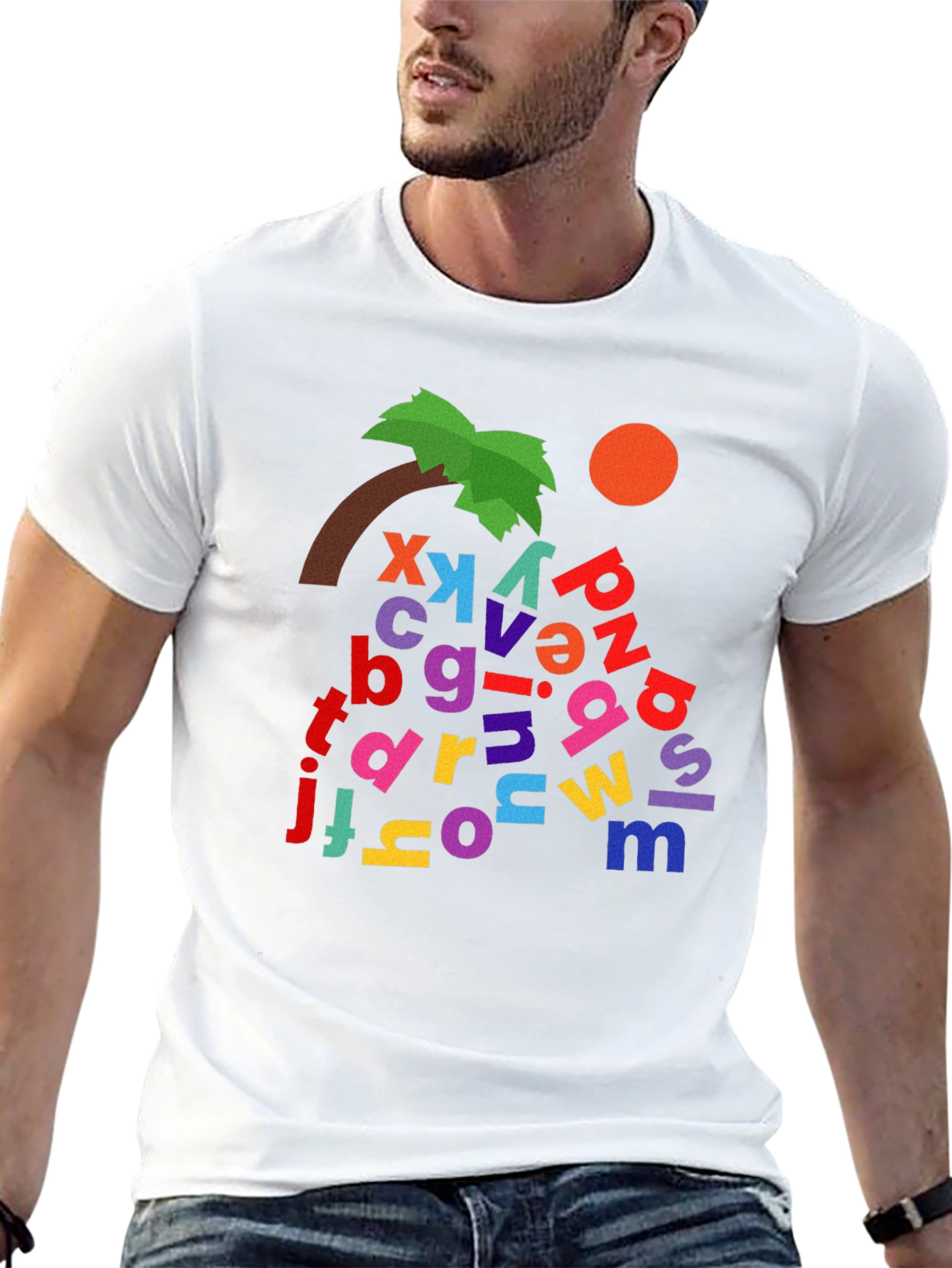 Alphabet Tree Black T-Shirt - Whimsical Design