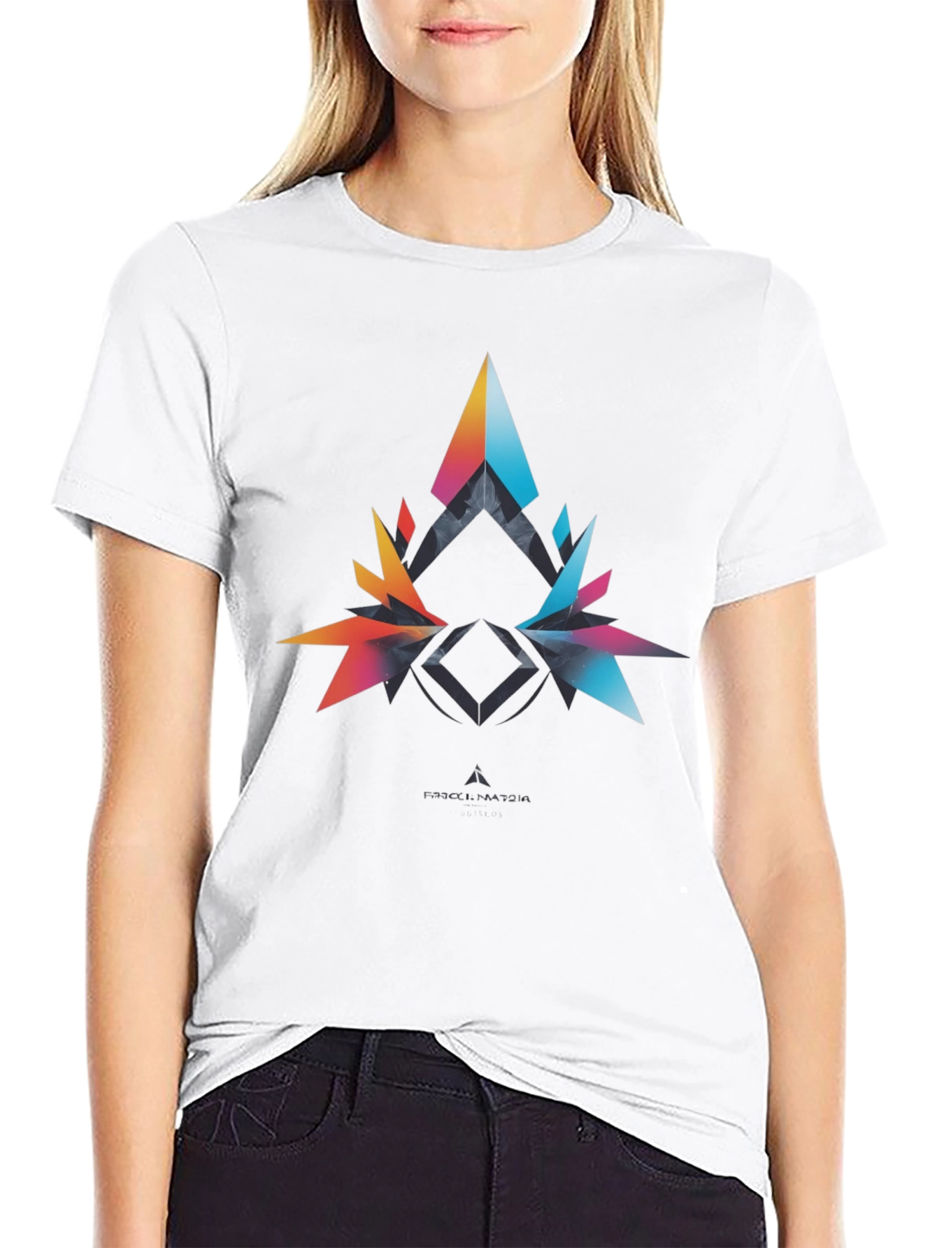 Abstract Geometric Graphic Print Mens Black T-Shirt
