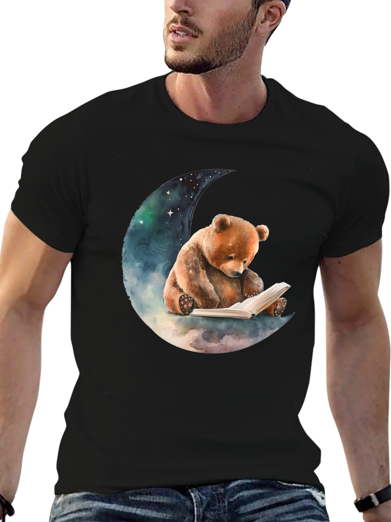 Bear Reading on Moon T-Shirt