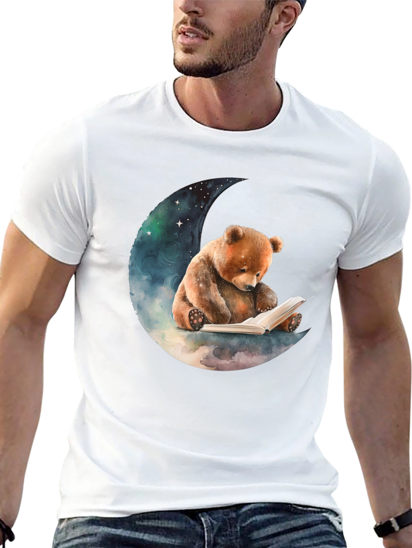 Bear Reading on Moon T-Shirt