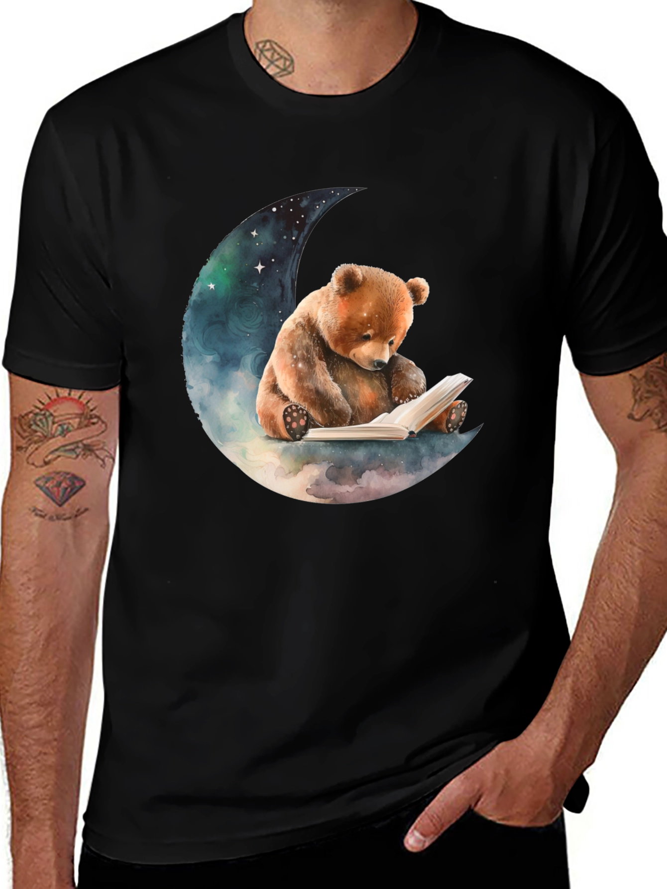 Bear Reading on Moon T-Shirt