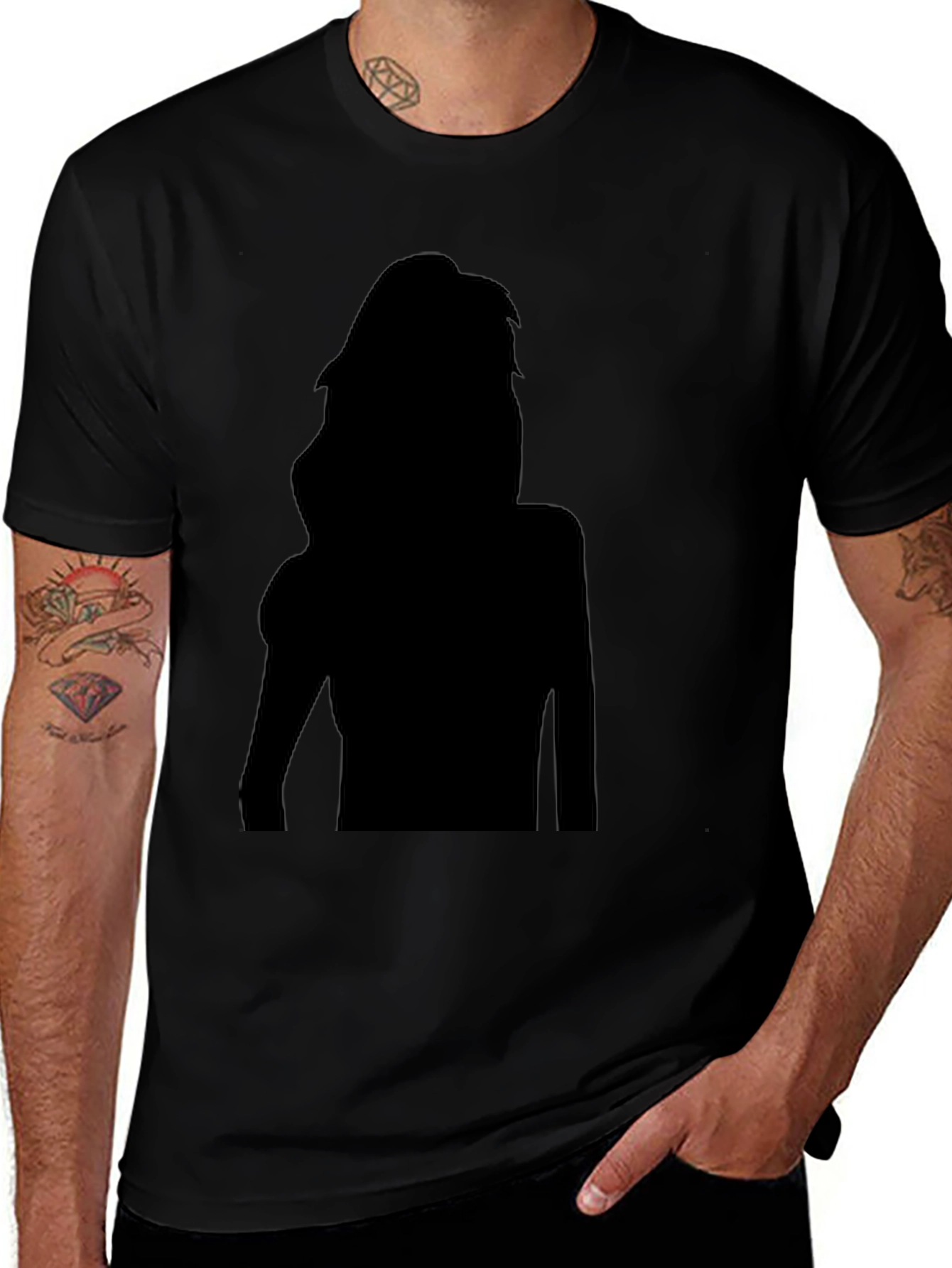 Silhouette Graphic Black T-Shirt for Men