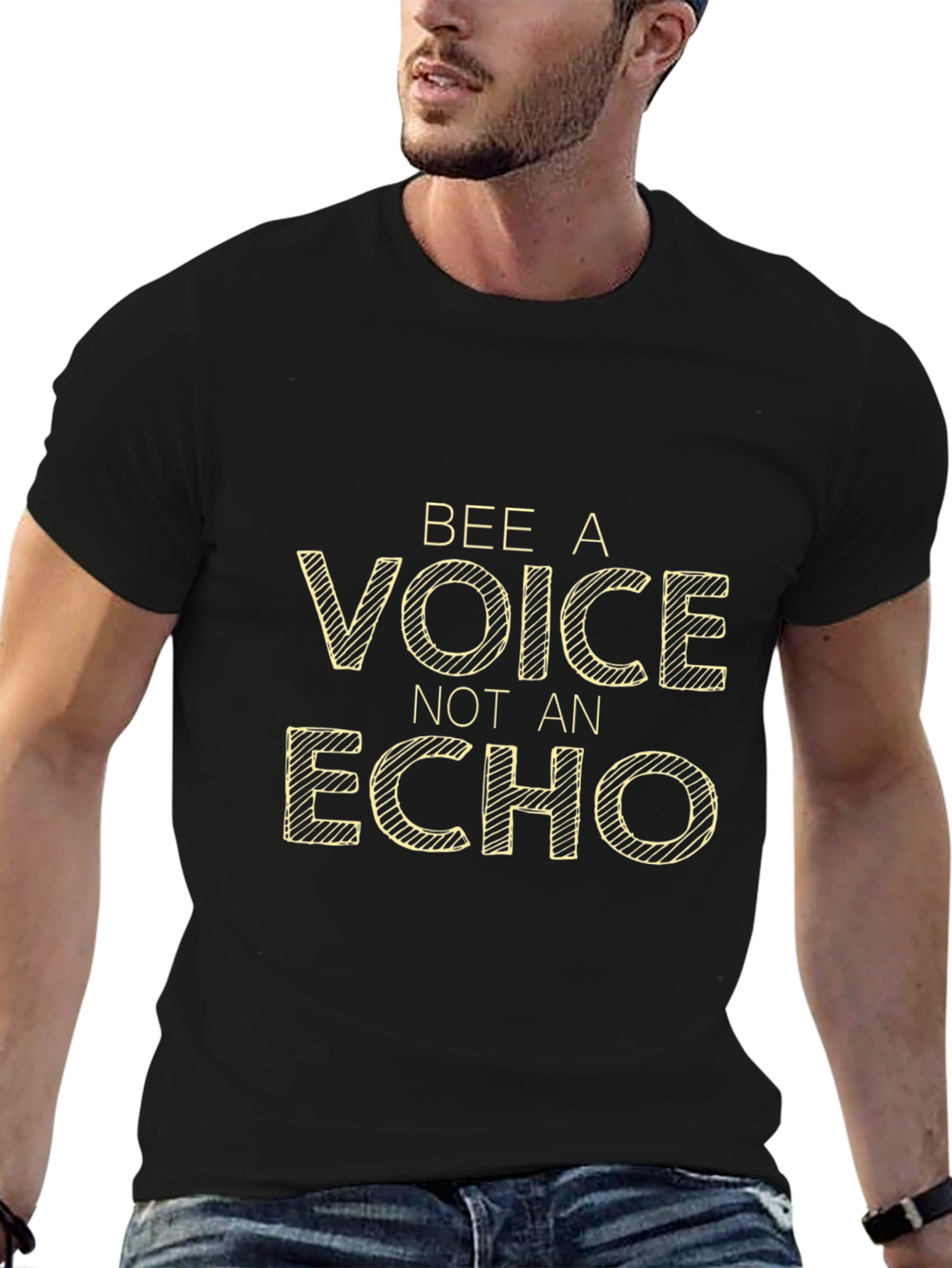 Bee A Voice Not An Echo Black Graphic Tee