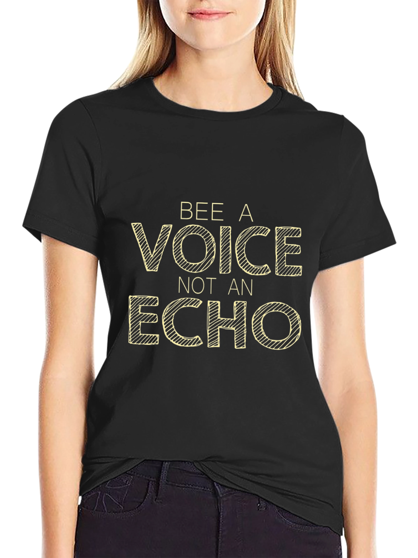 Bee A Voice Not An Echo Black Graphic Tee