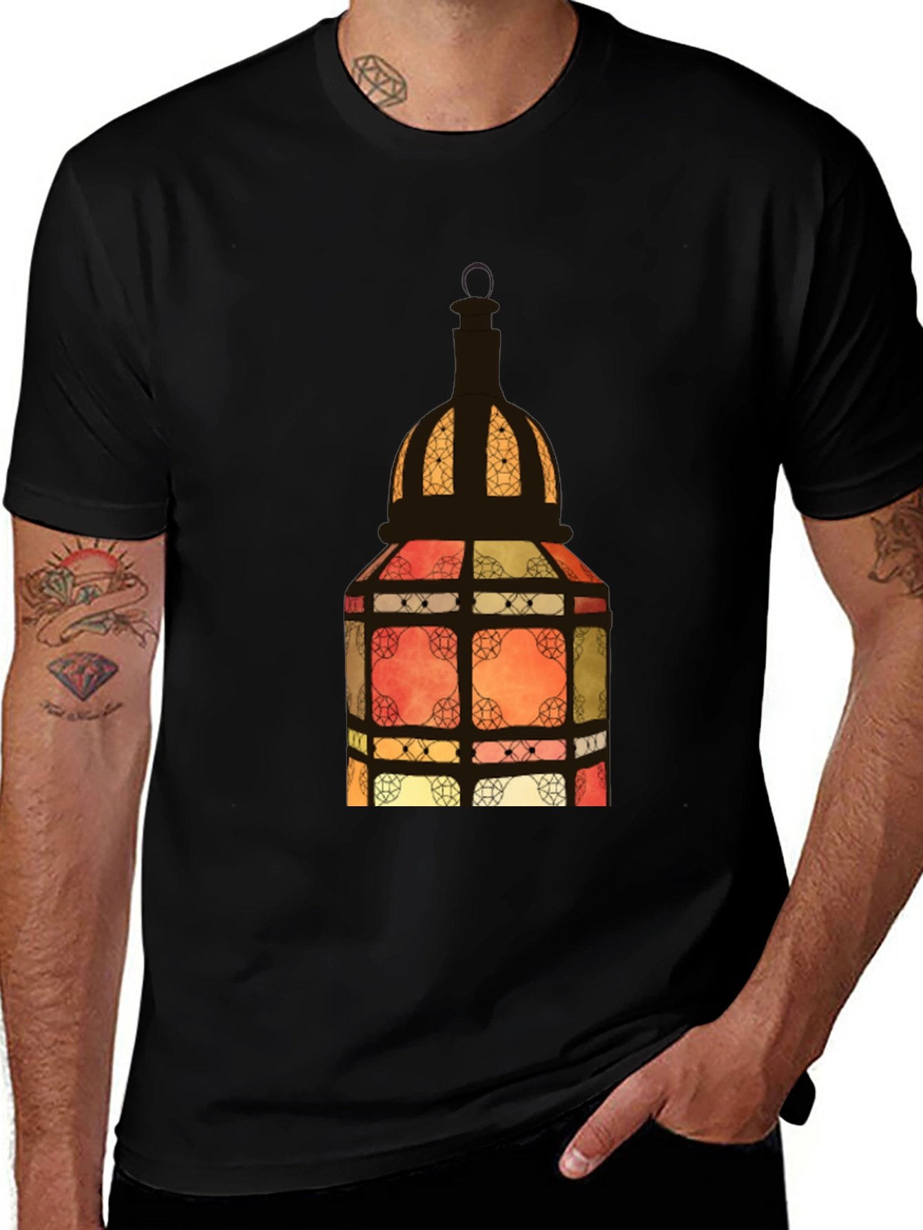 Lantern Graphic Black Tee