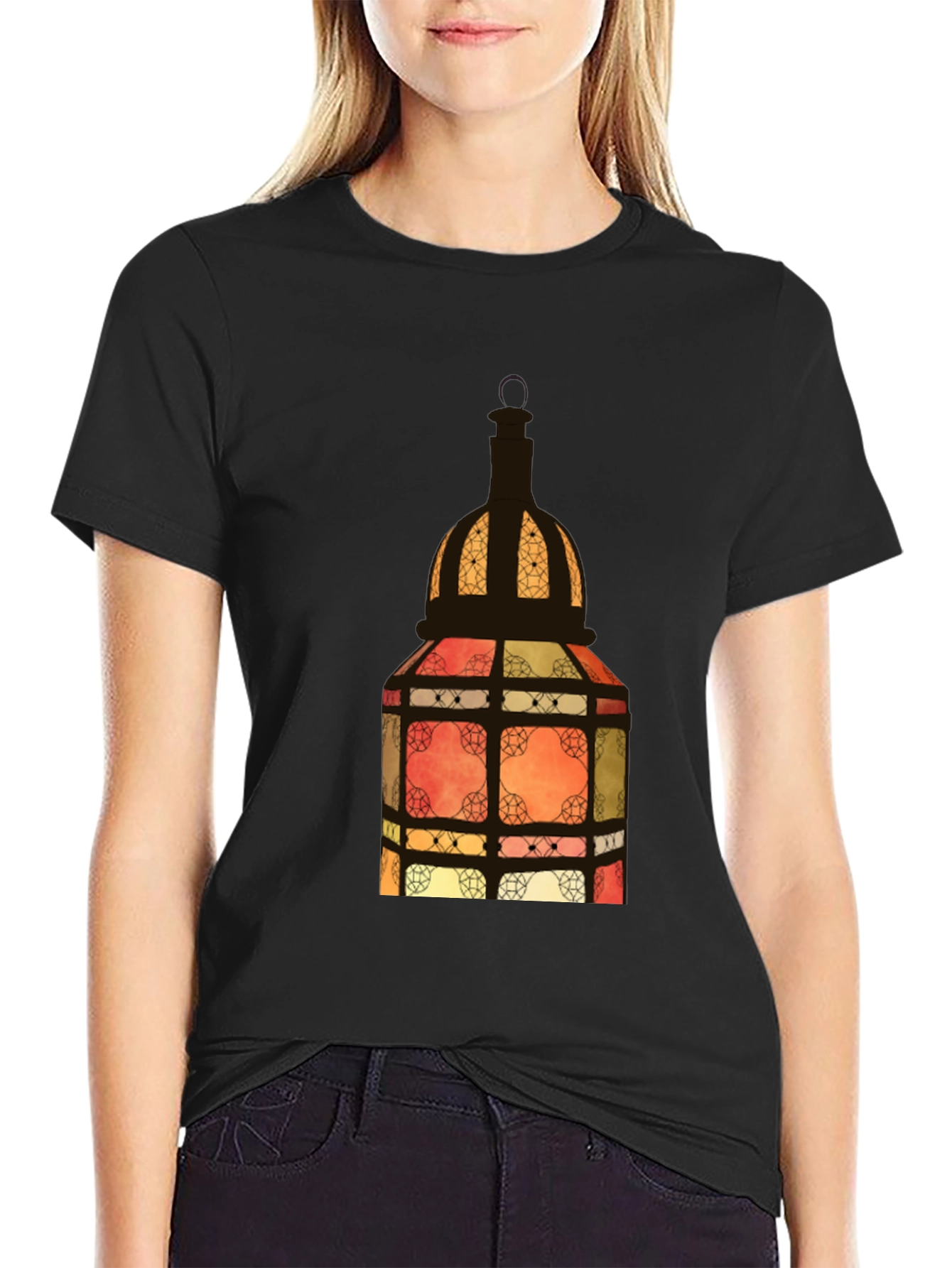 Lantern Graphic Black Tee