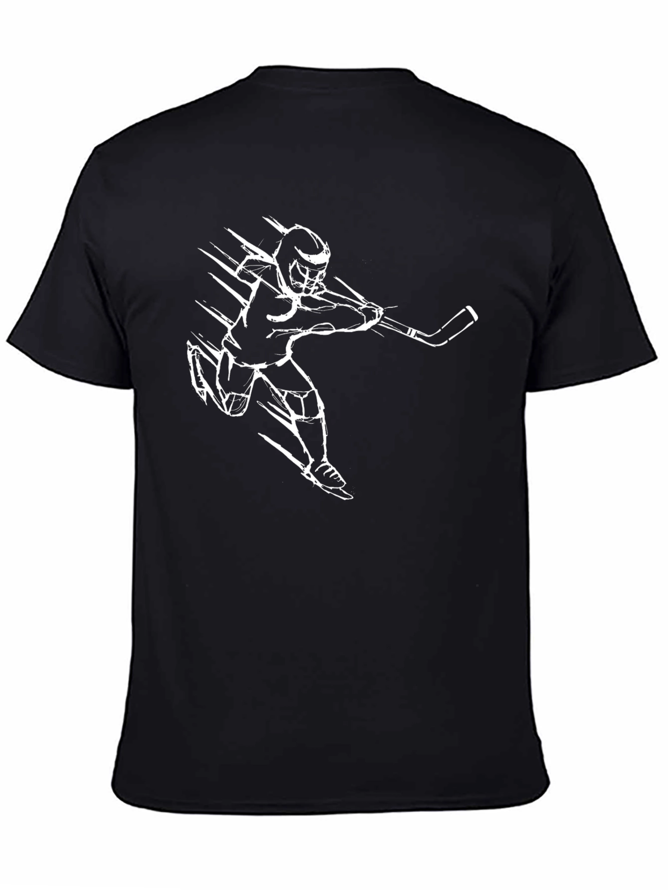 Hockey Player Graphic Tee - Sporty Black T-Shirt