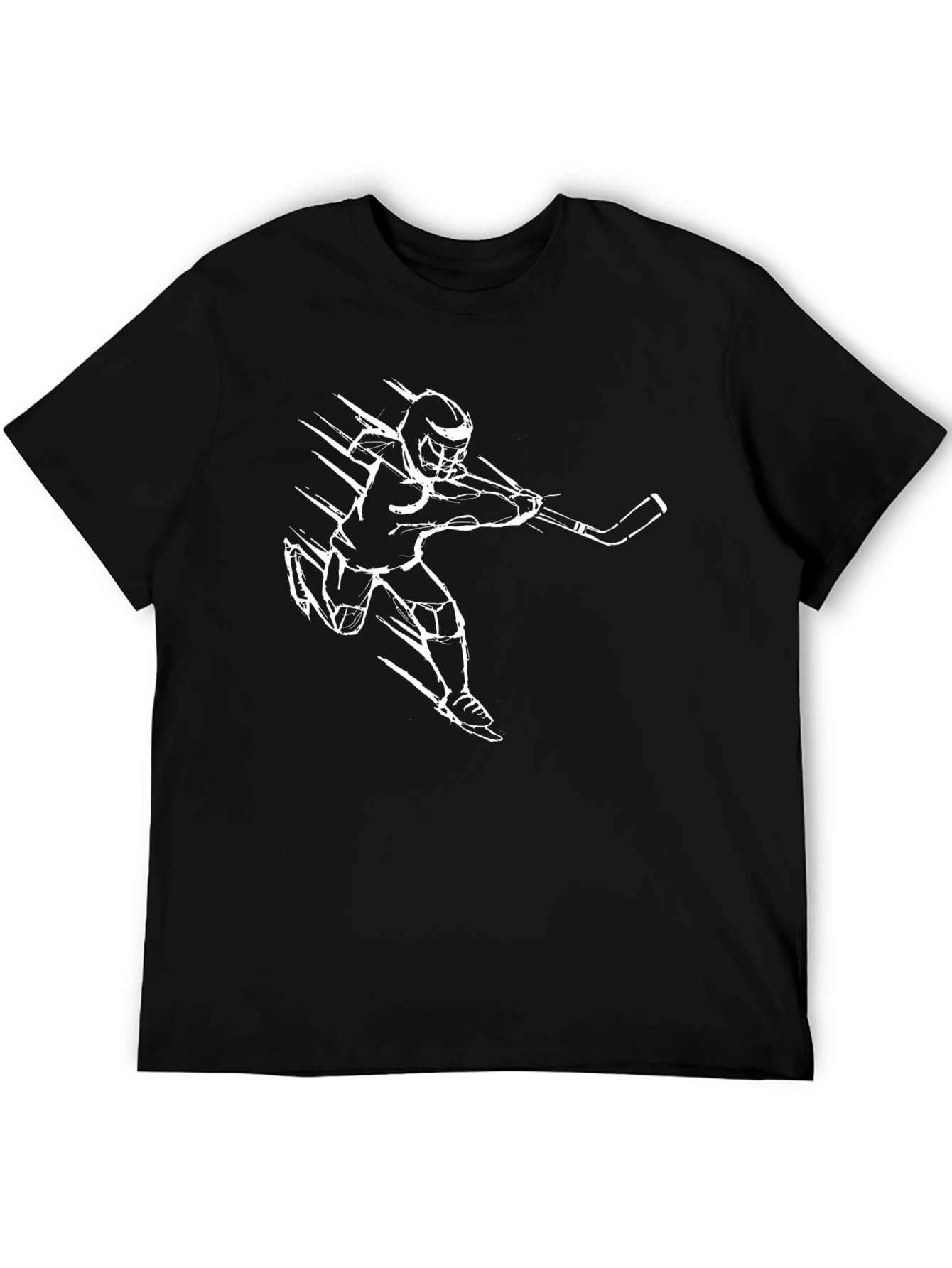 Hockey Player Graphic Tee - Sporty Black T-Shirt