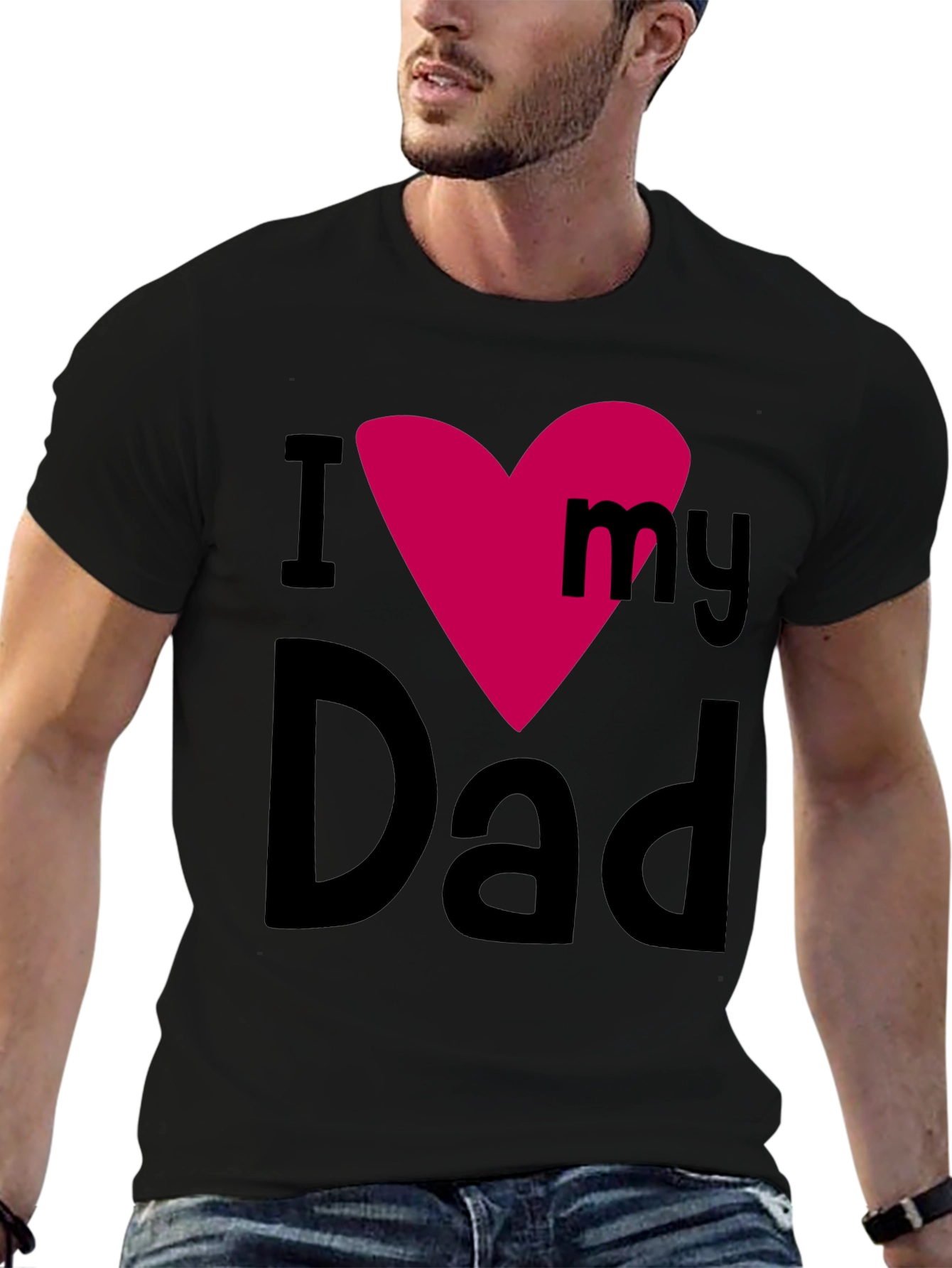 I Heart My Dad Mens Black T-Shirt