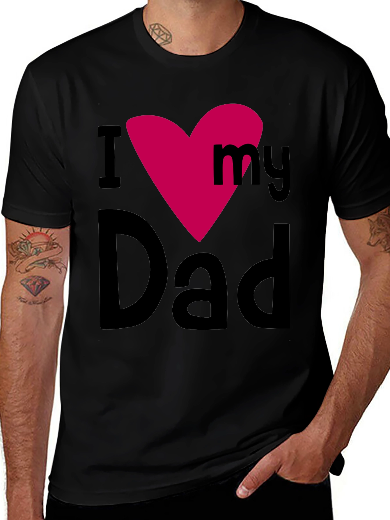 I Heart My Dad Mens Black T-Shirt