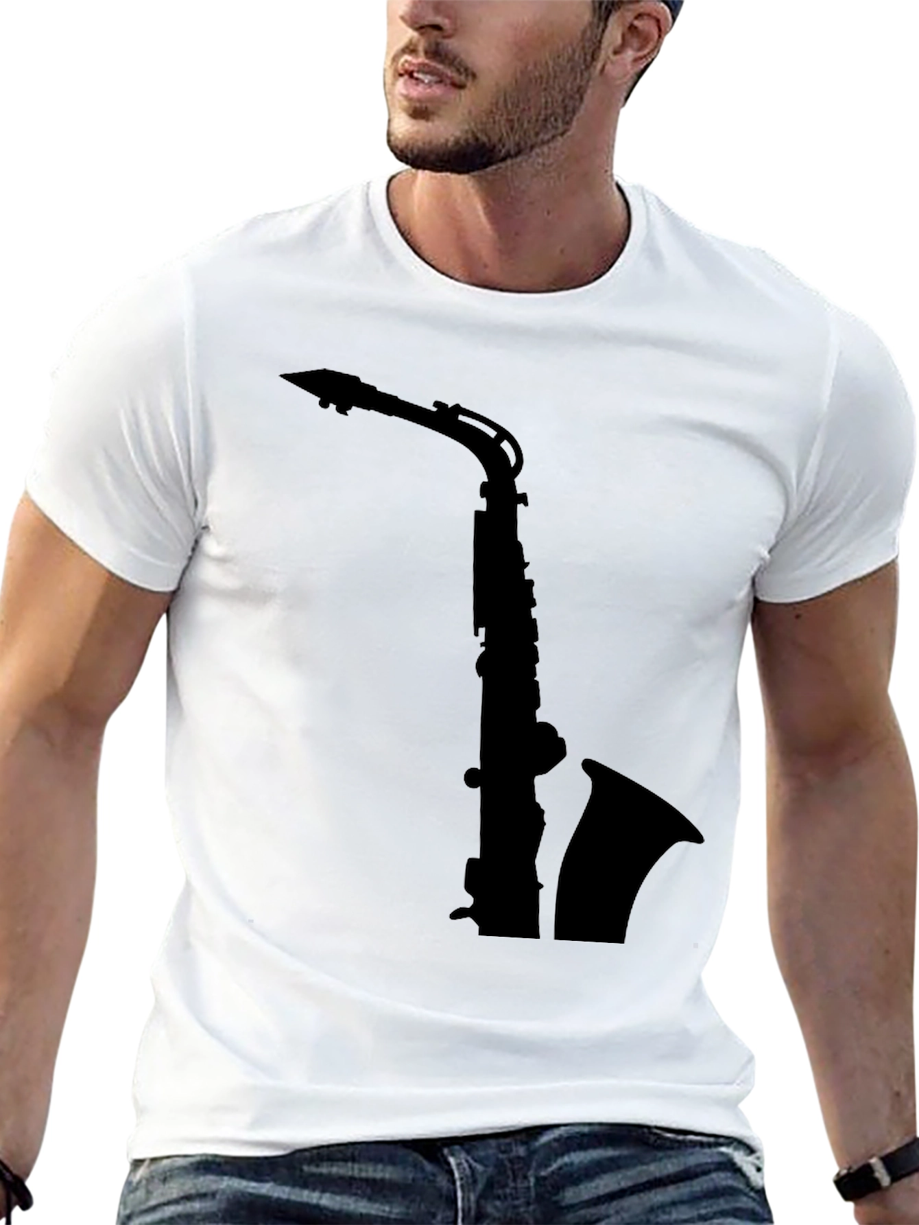 Saxophone Silhouette Black T-Shirt