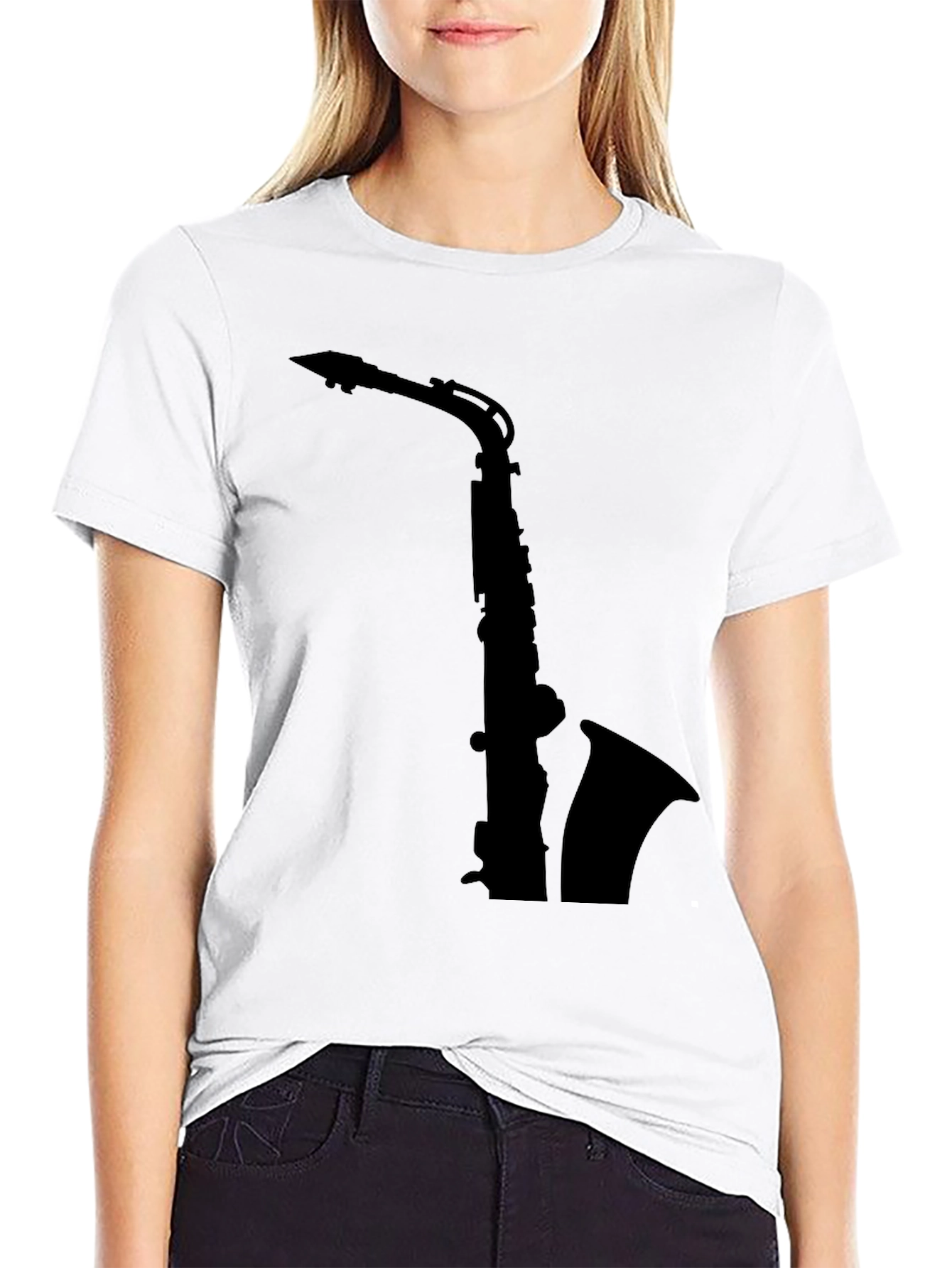 Saxophone Silhouette Black T-Shirt