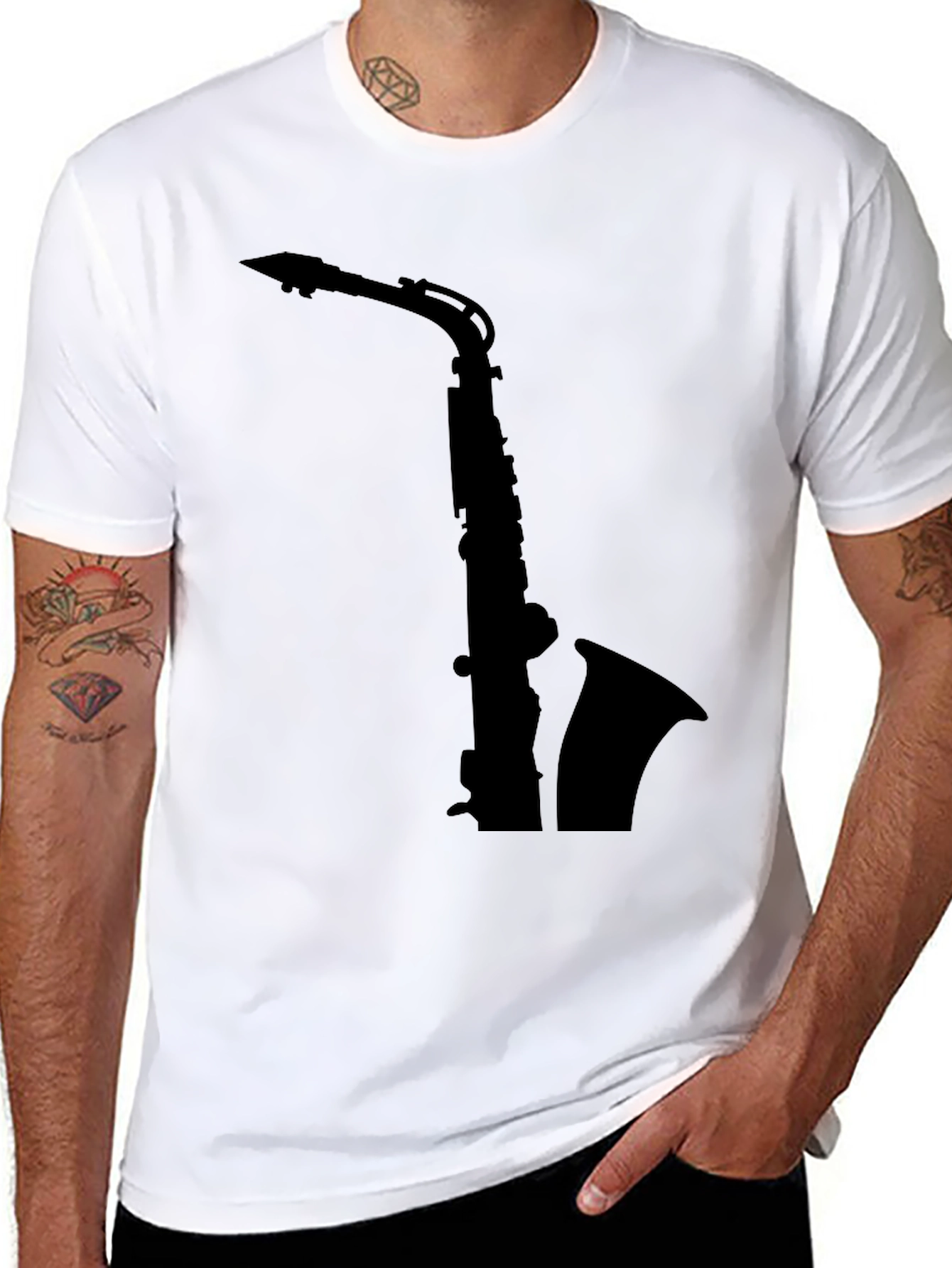 Saxophone Silhouette Black T-Shirt