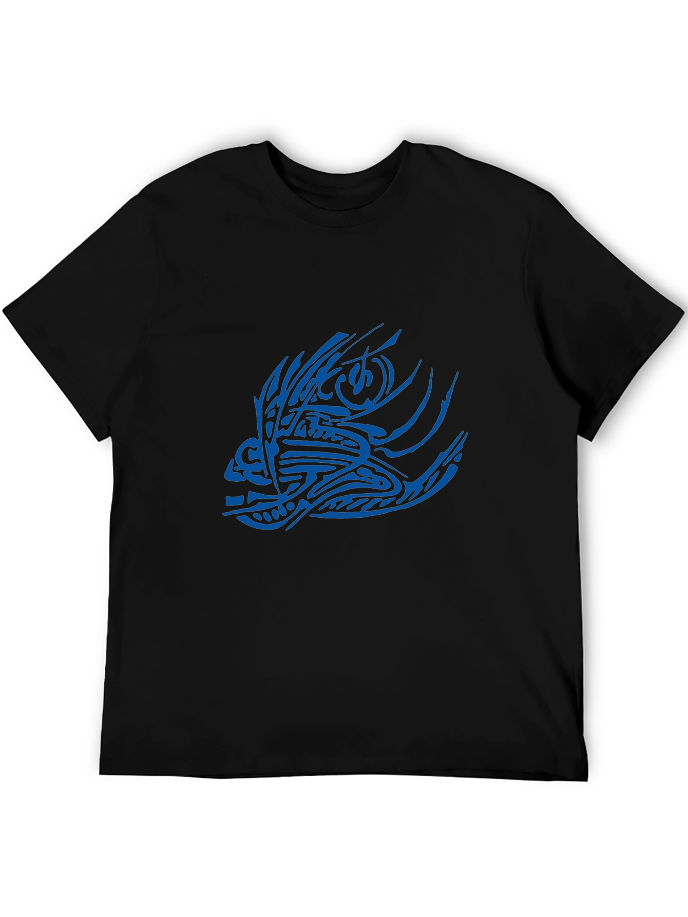 Tribal Fish Graphic Black T-Shirt