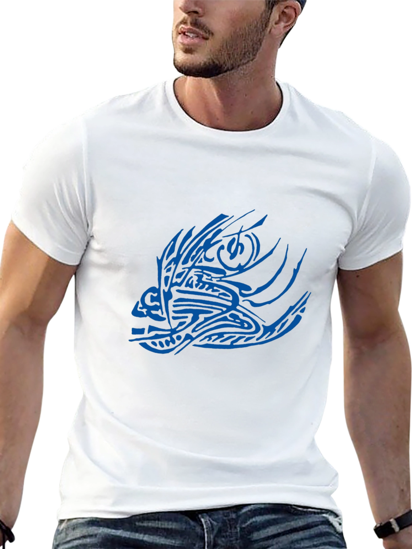 Tribal Fish Graphic Black T-Shirt