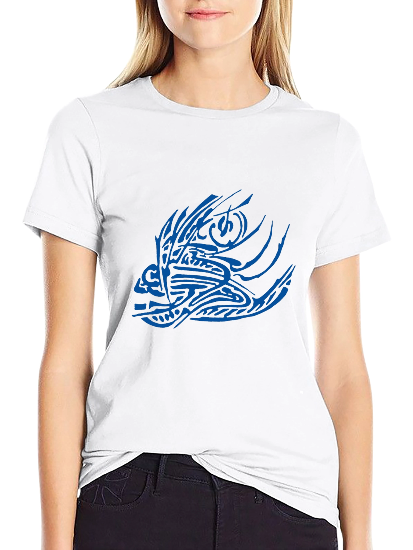 Tribal Fish Graphic Black T-Shirt