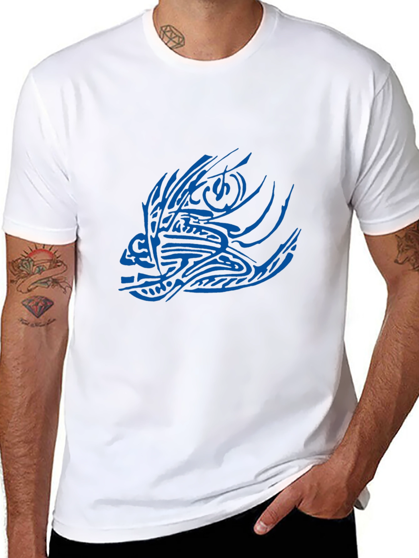 Tribal Fish Graphic Black T-Shirt
