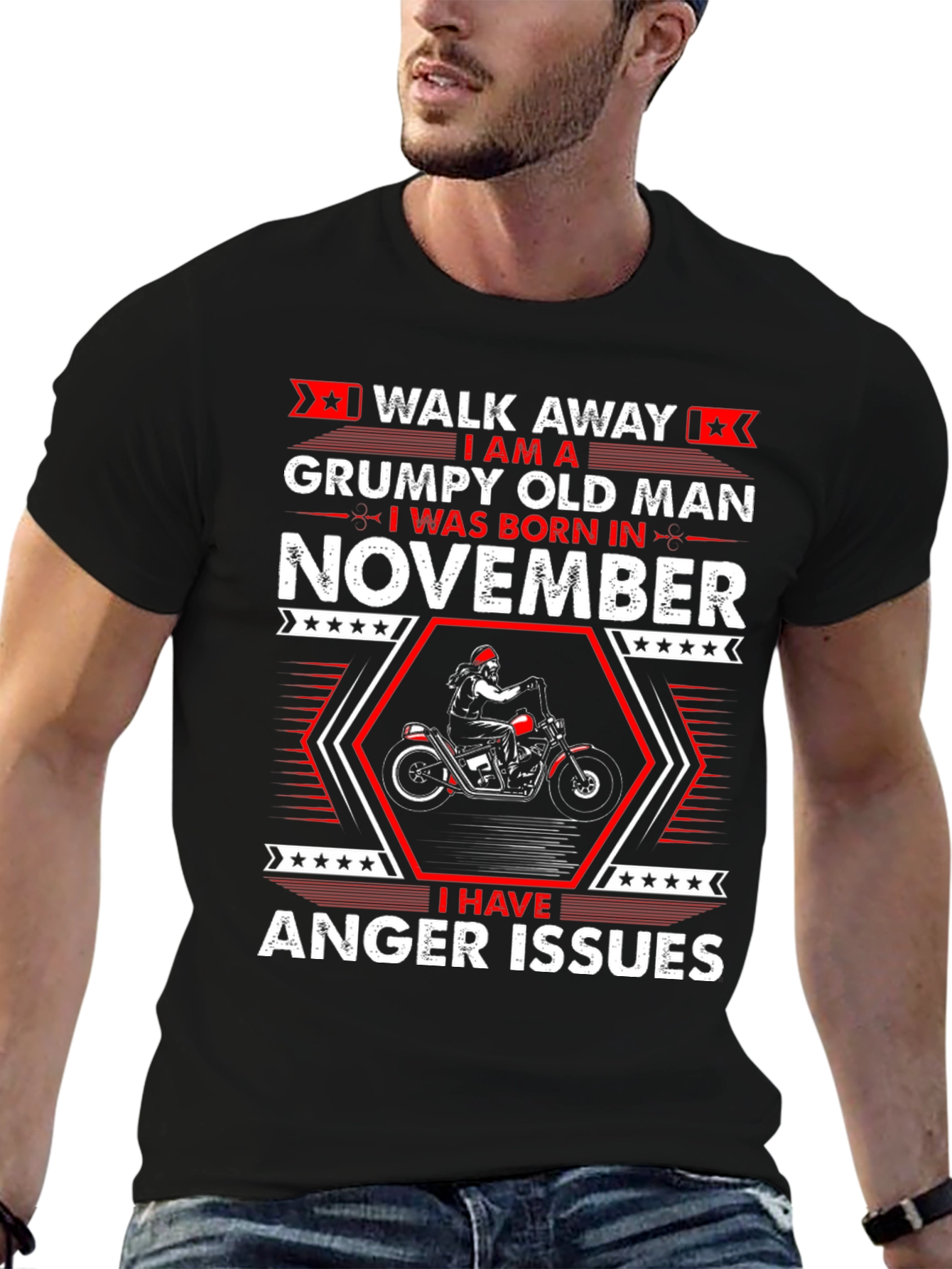 Grumpy Old Man November T-Shirt - Biker Design