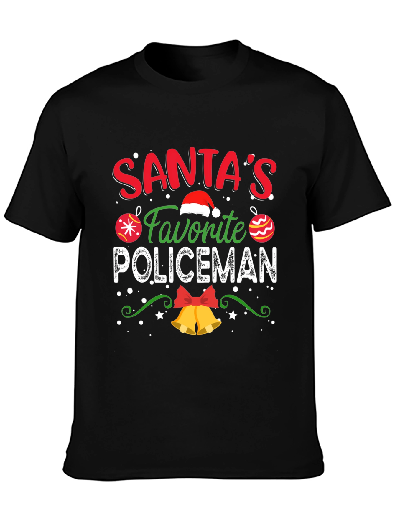 Santas Favorite Policeman Christmas Graphic T-Shirt