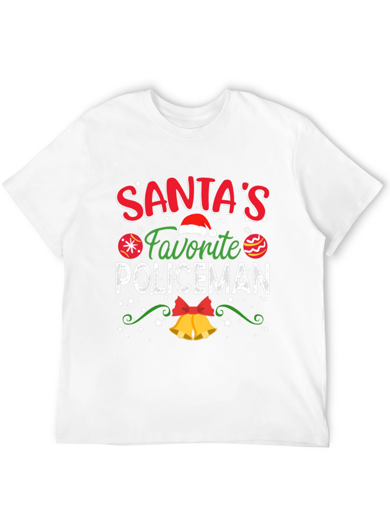 Santas Favorite Policeman Christmas Graphic T-Shirt
