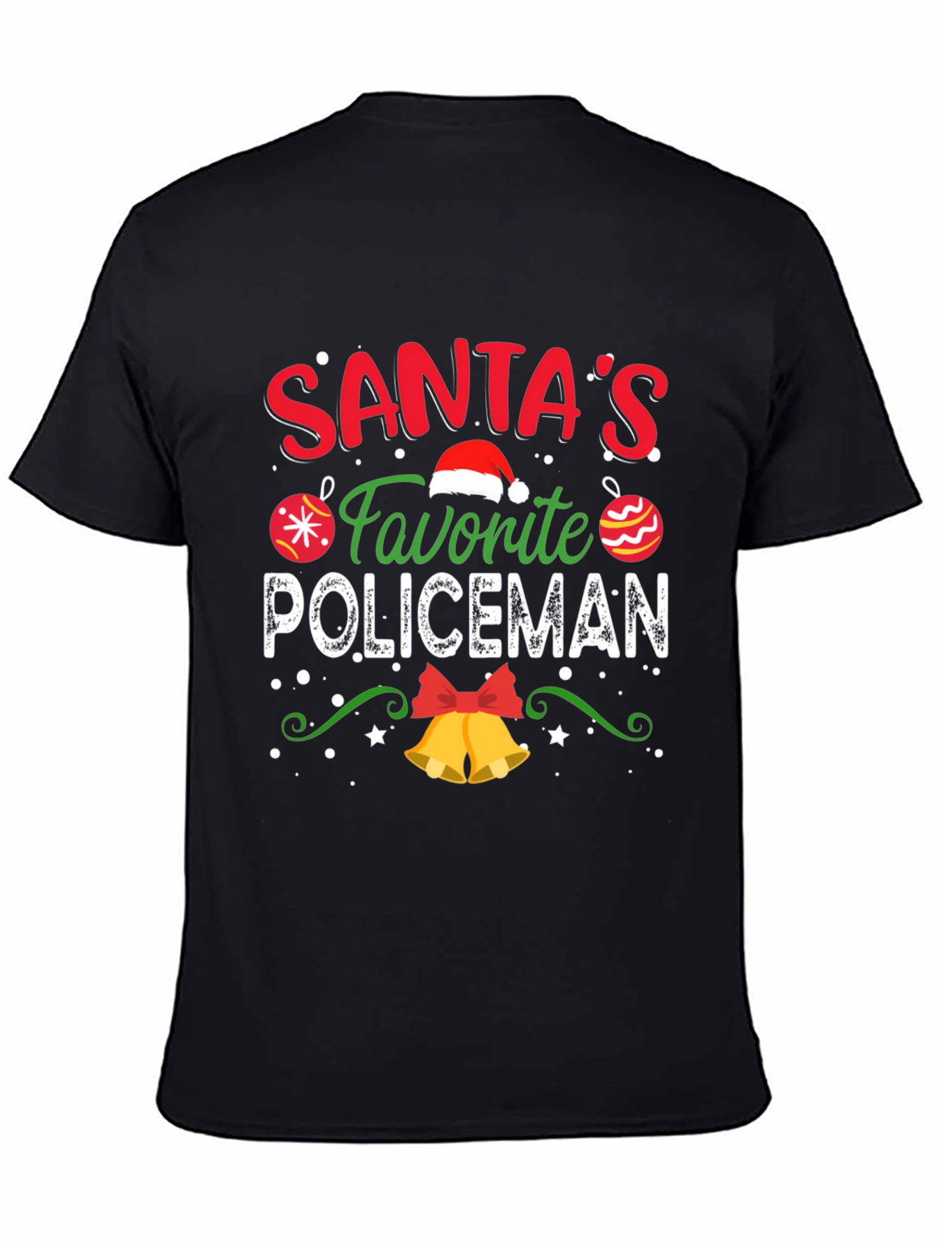 Santas Favorite Policeman Christmas Graphic T-Shirt